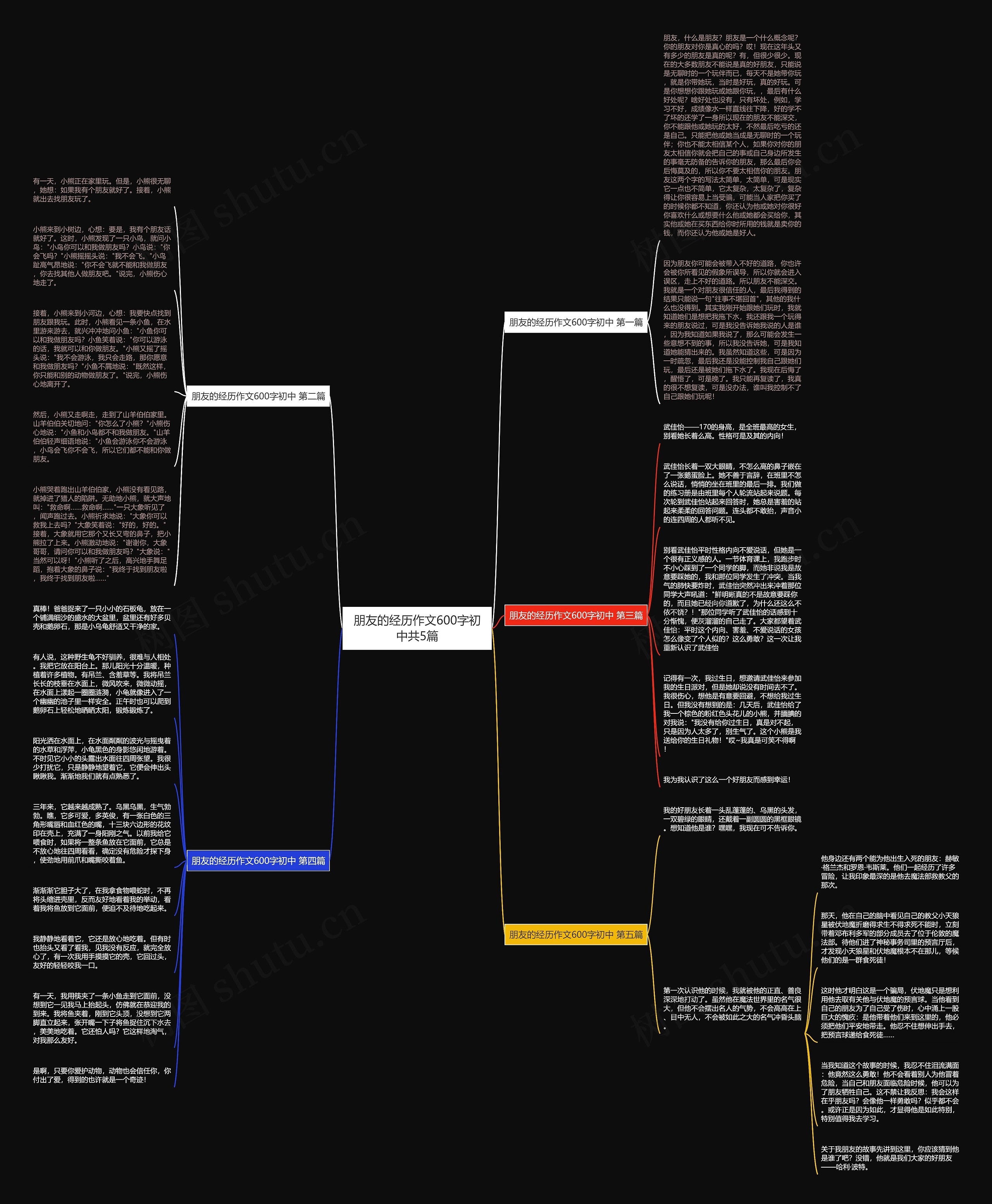 朋友的经历作文600字初中共5篇思维导图