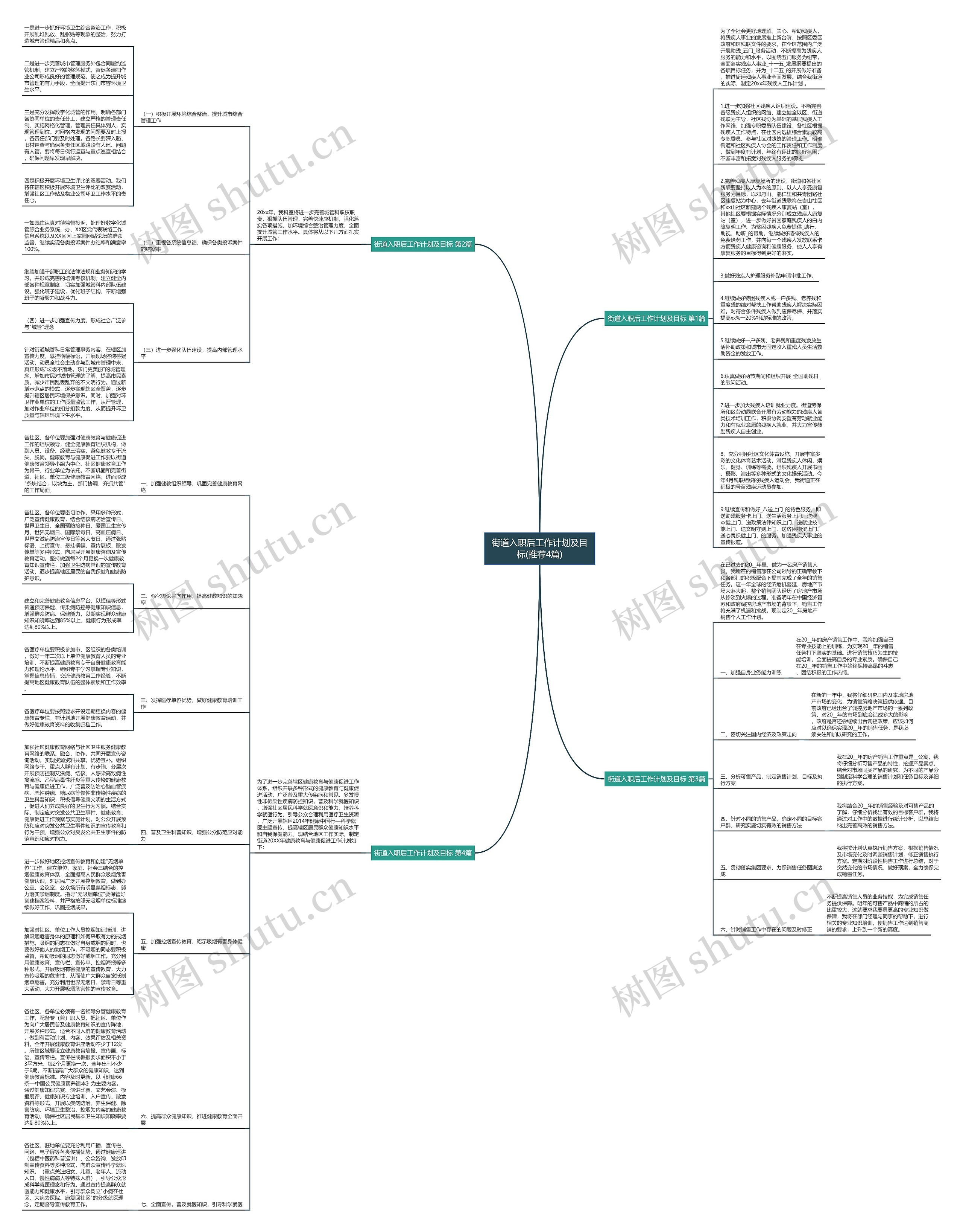 街道入职后工作计划及目标(推荐4篇)思维导图