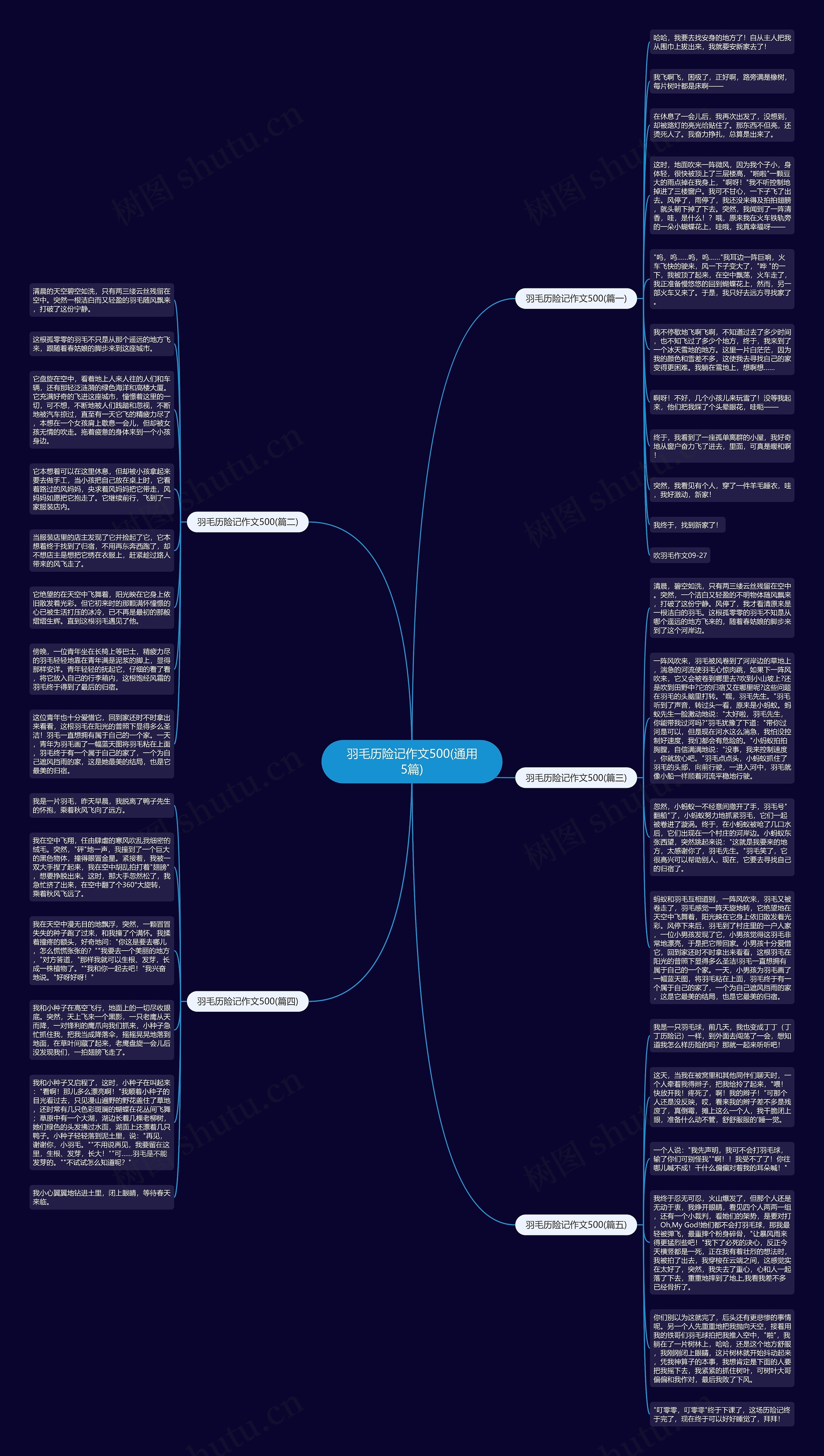 羽毛历险记作文500(通用5篇)思维导图