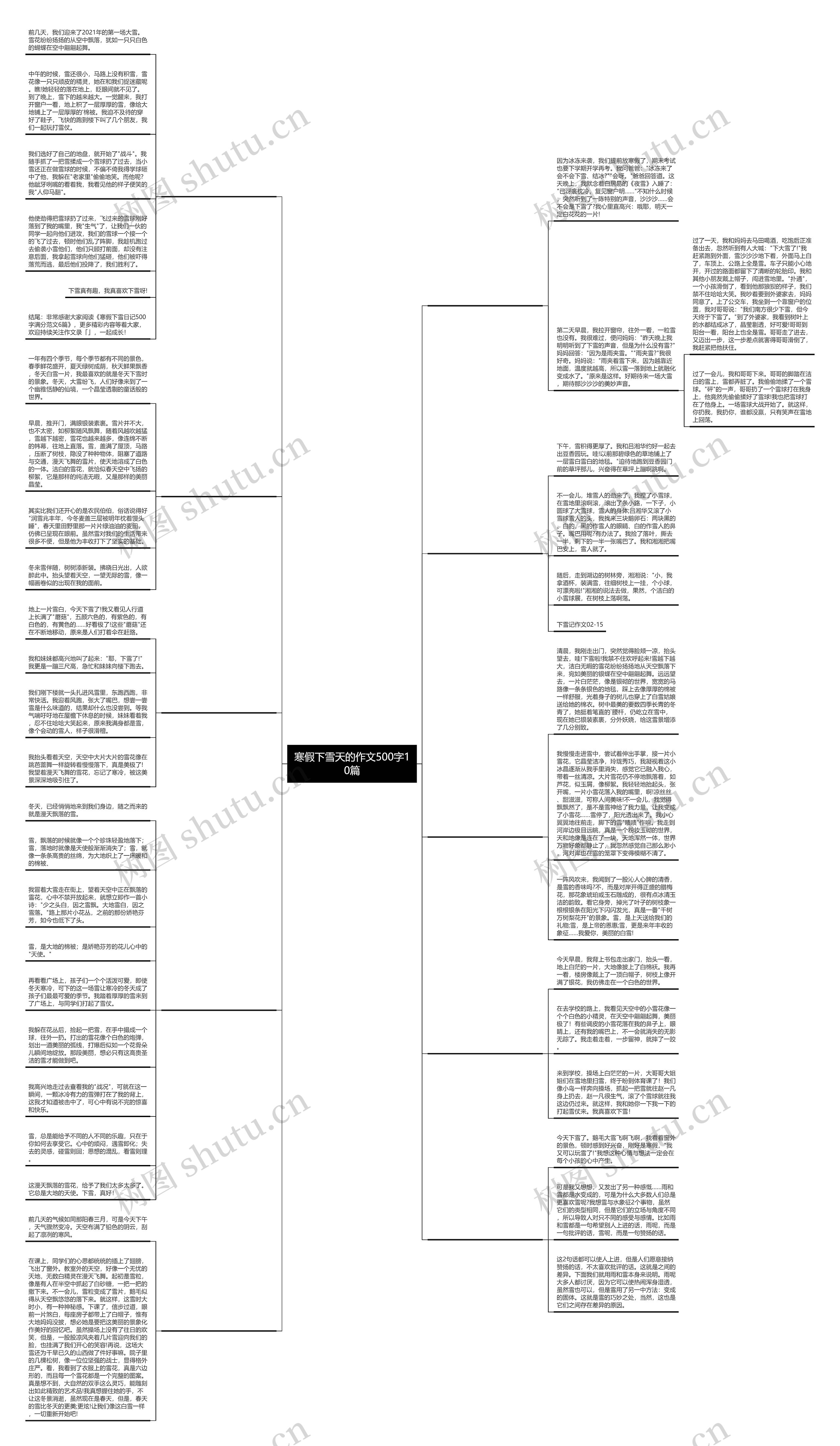 寒假下雪天的作文500字10篇思维导图