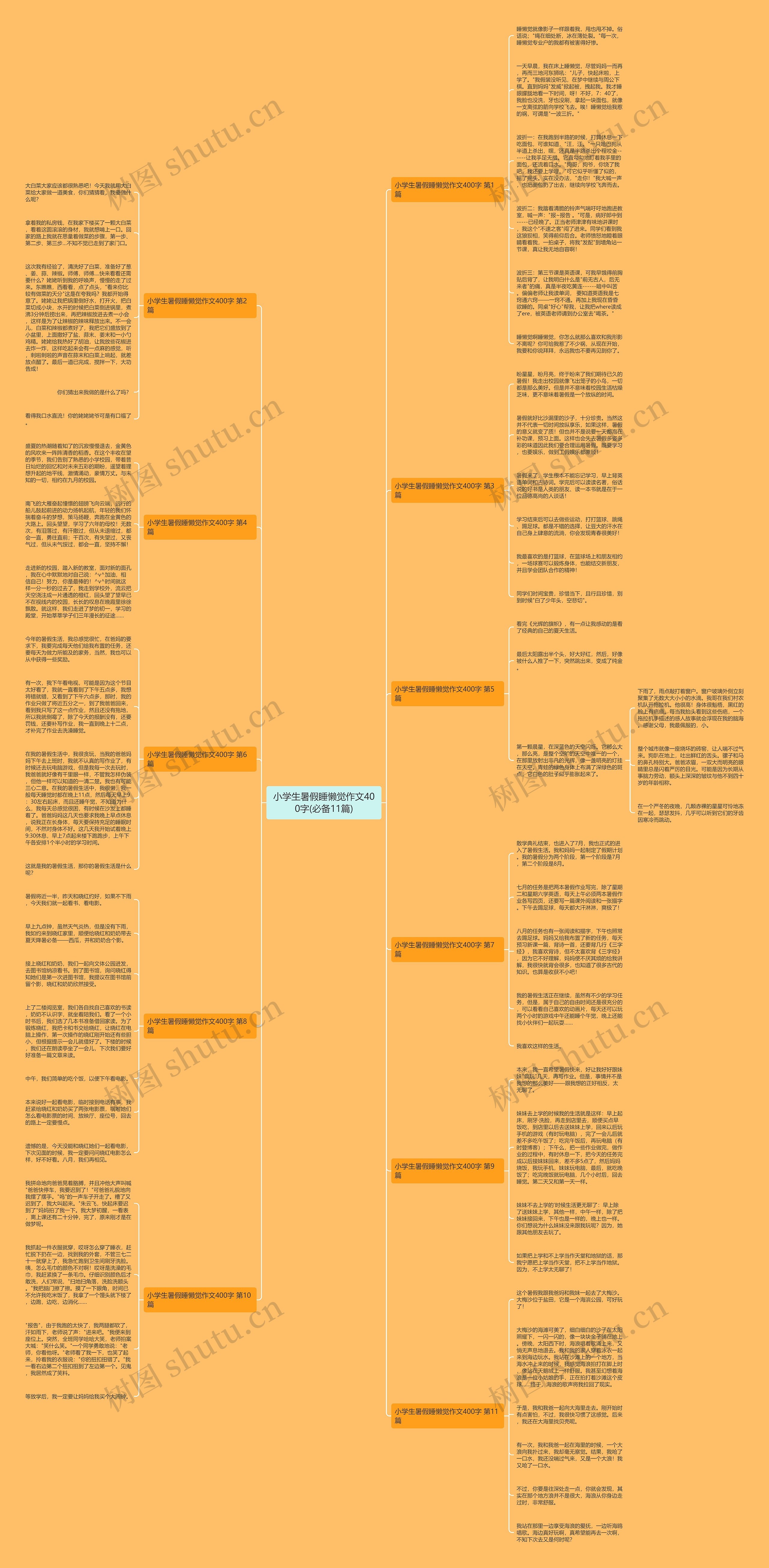 小学生暑假睡懒觉作文400字(必备11篇)思维导图