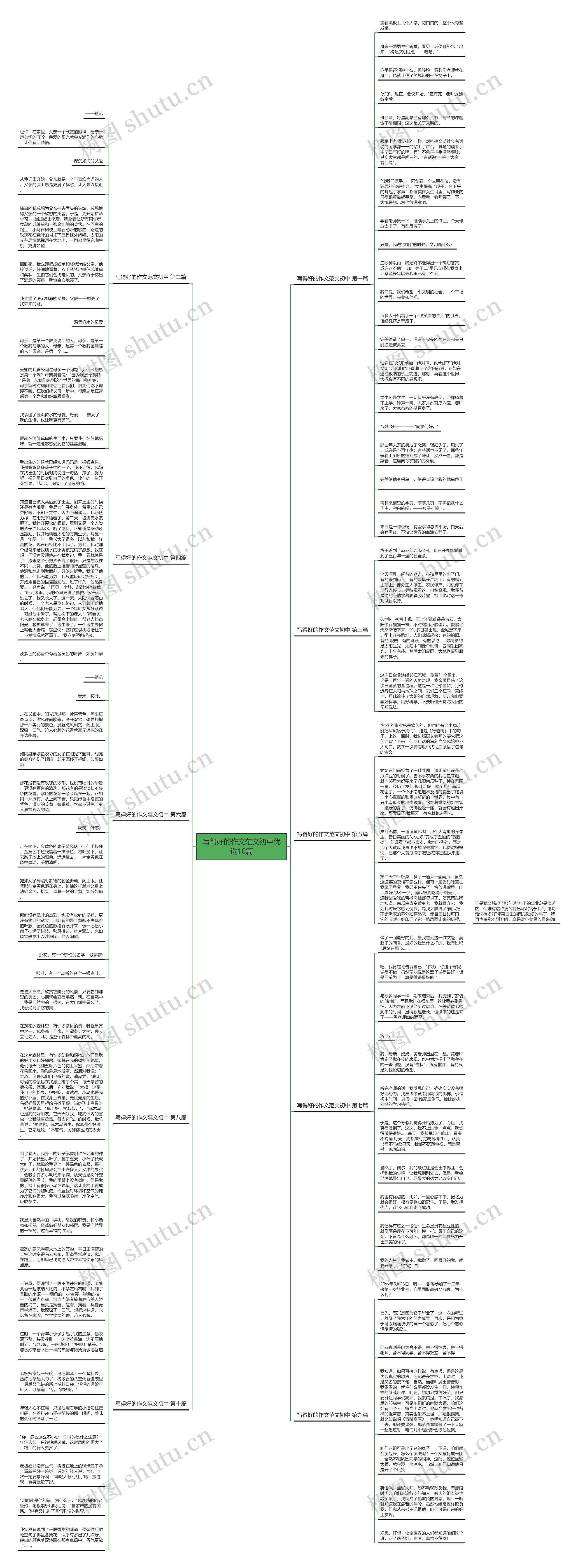 写得好的作文范文初中优选10篇思维导图