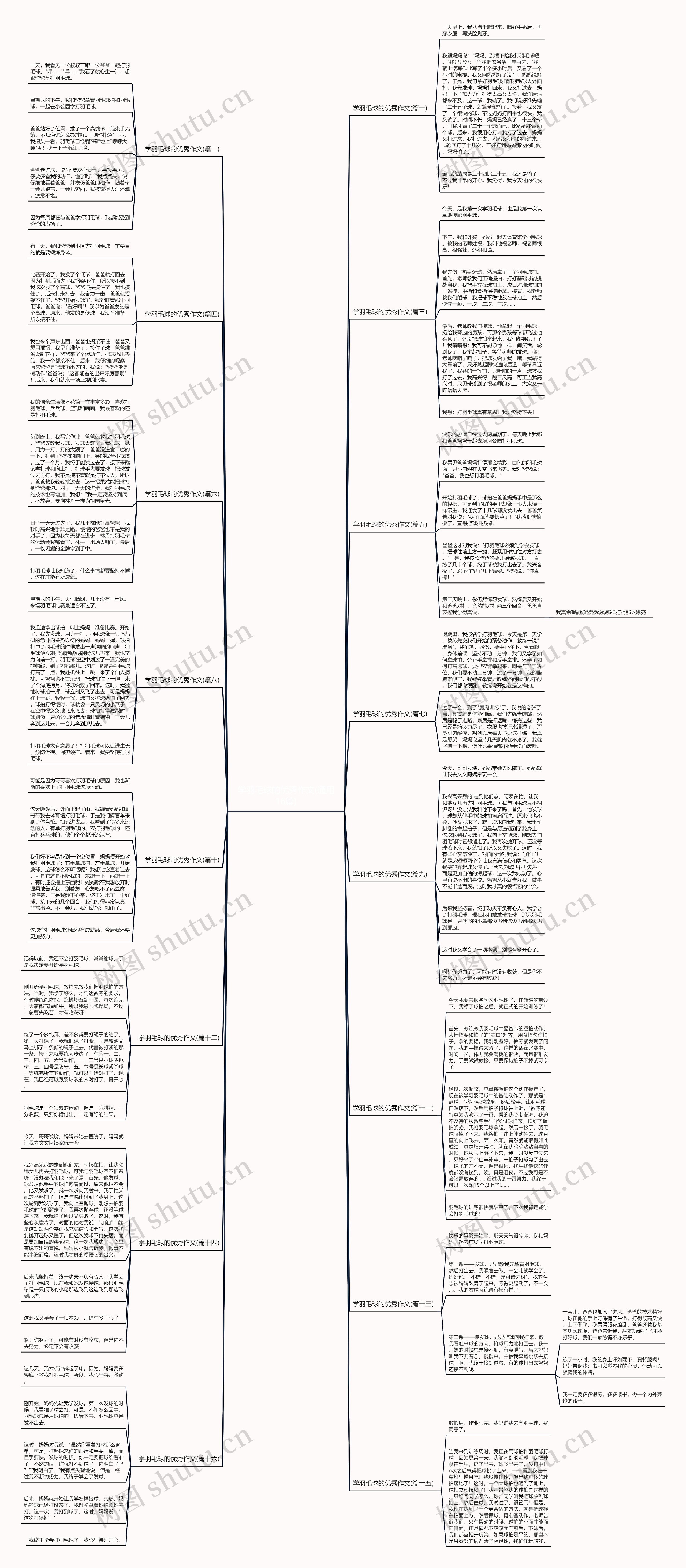 学羽毛球的优秀作文(通用16篇)思维导图