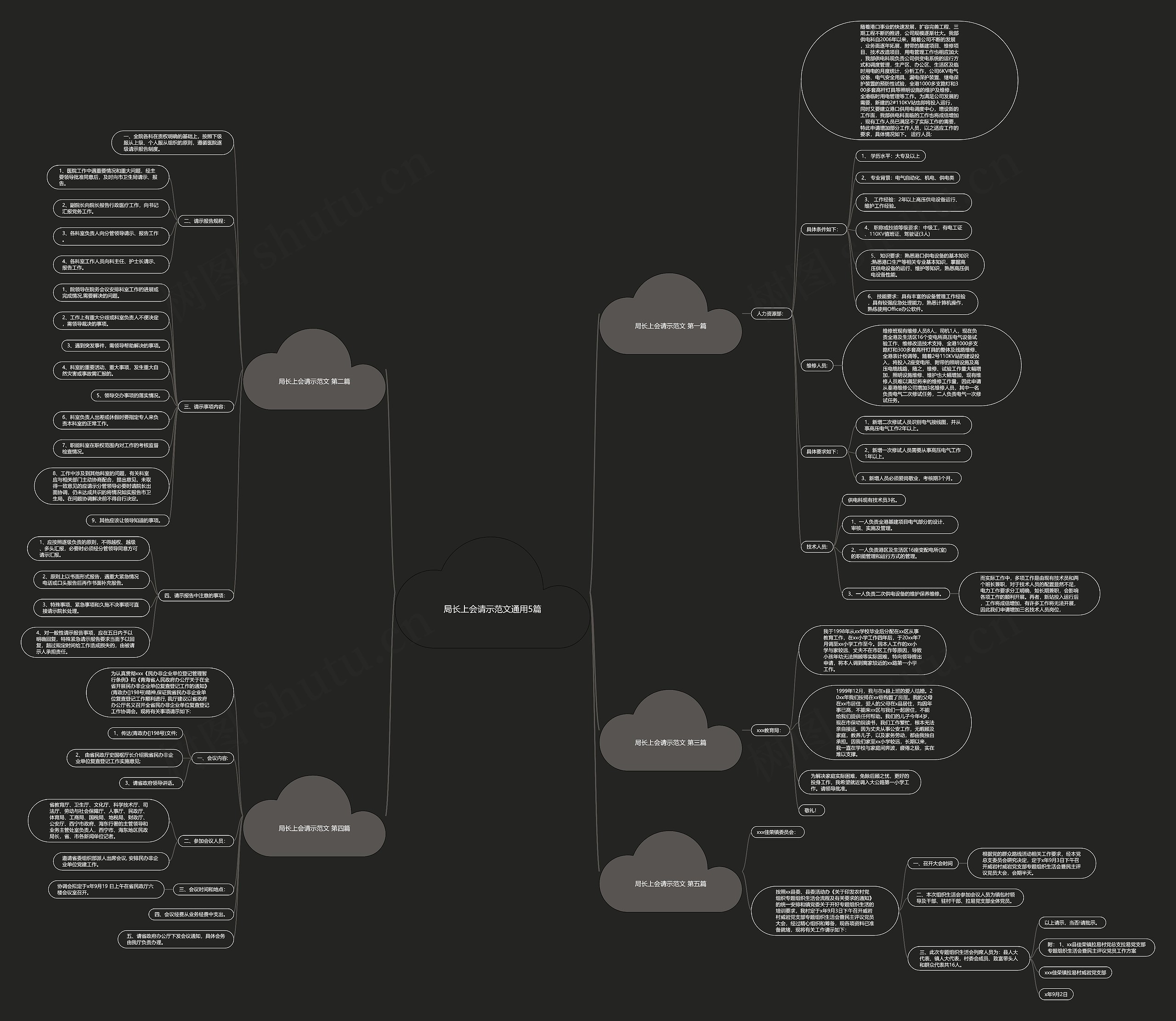 局长上会请示范文通用5篇思维导图