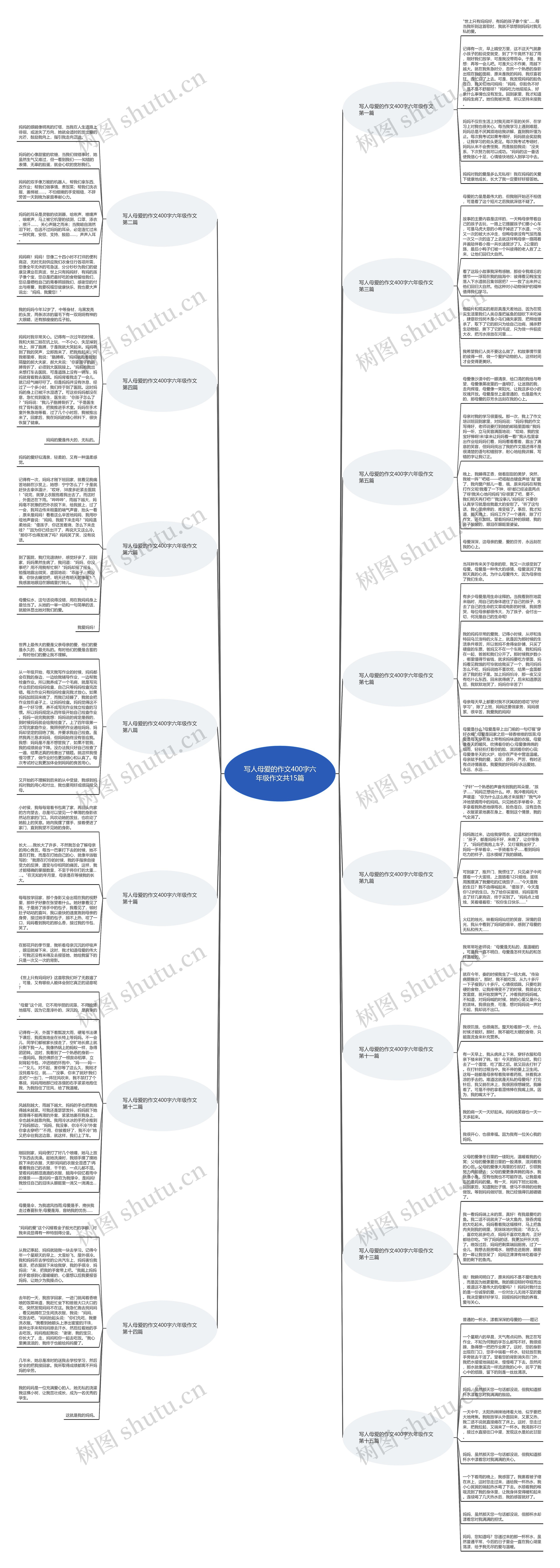写人母爱的作文400字六年级作文共15篇思维导图