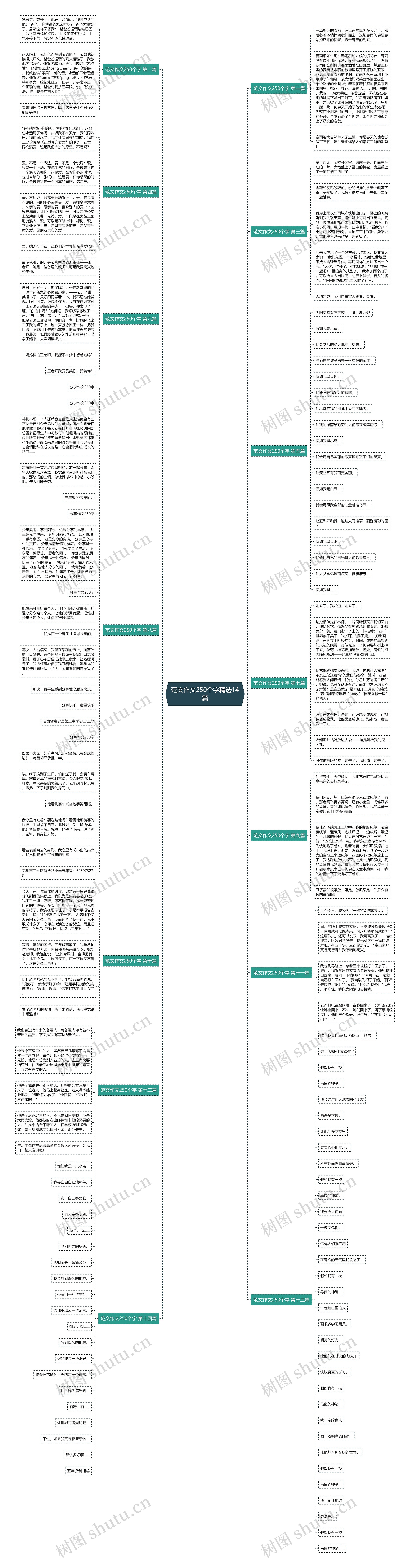 范文作文250个字精选14篇思维导图