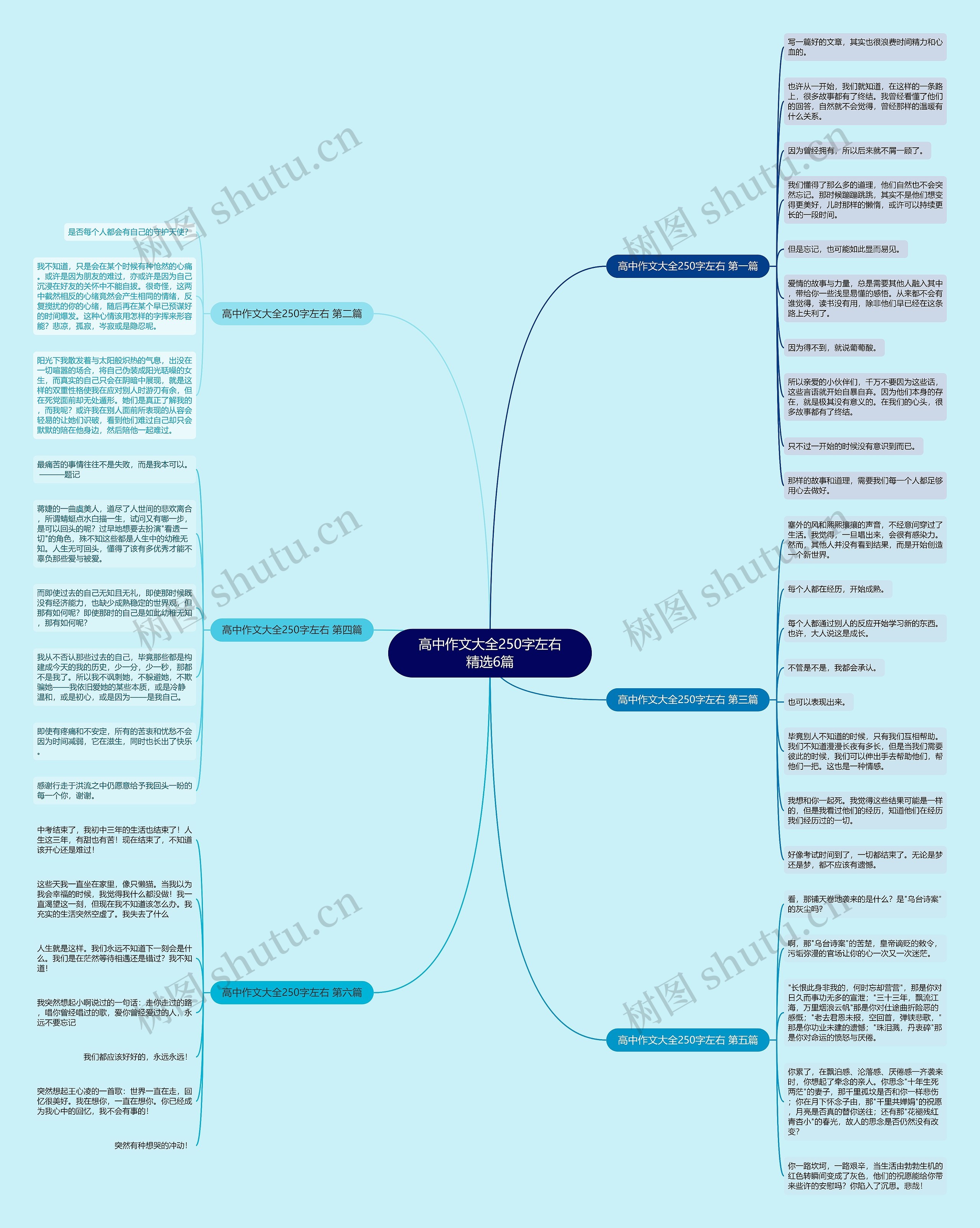 高中作文大全250字左右精选6篇思维导图