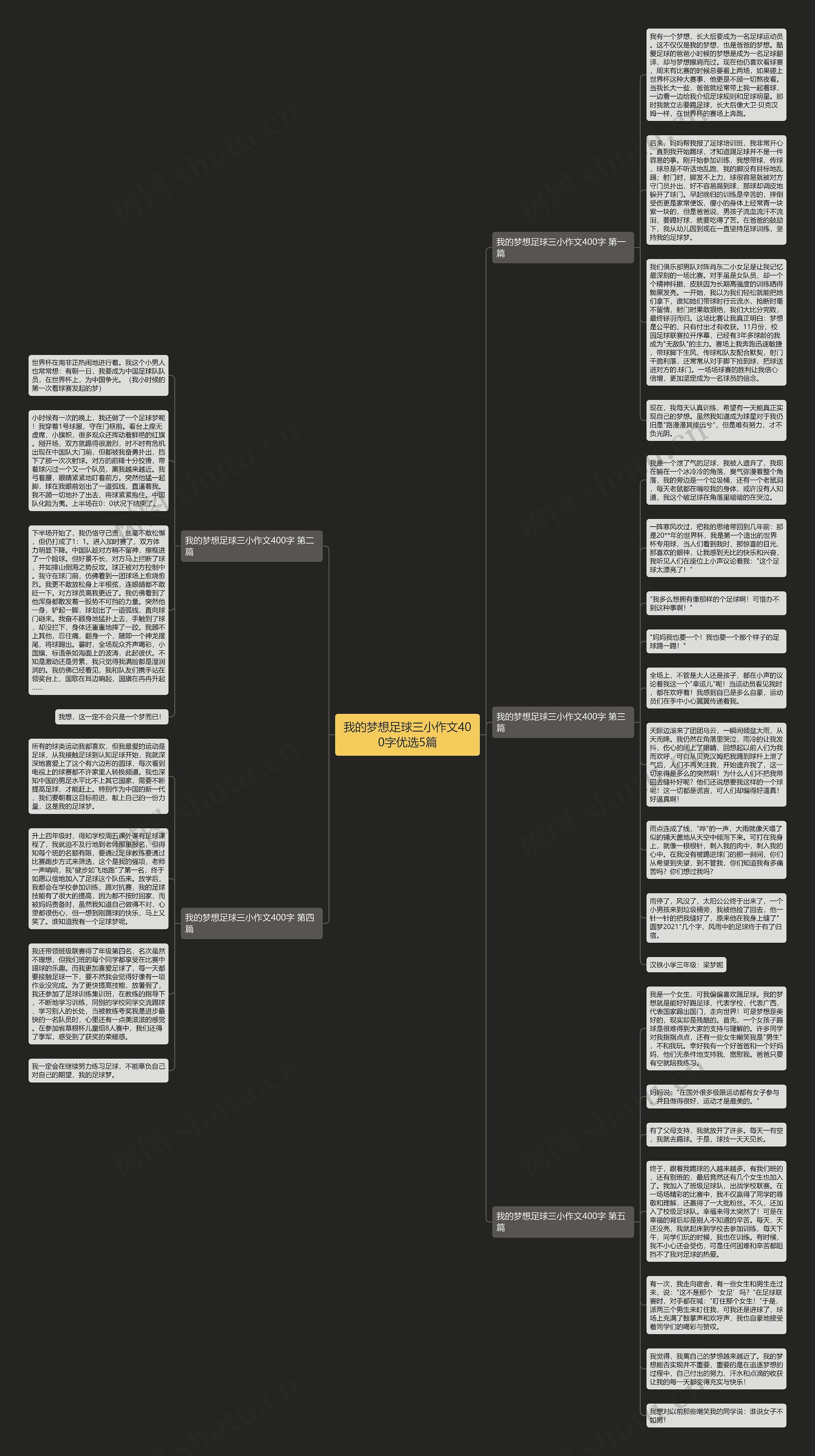 我的梦想足球三小作文400字优选5篇思维导图