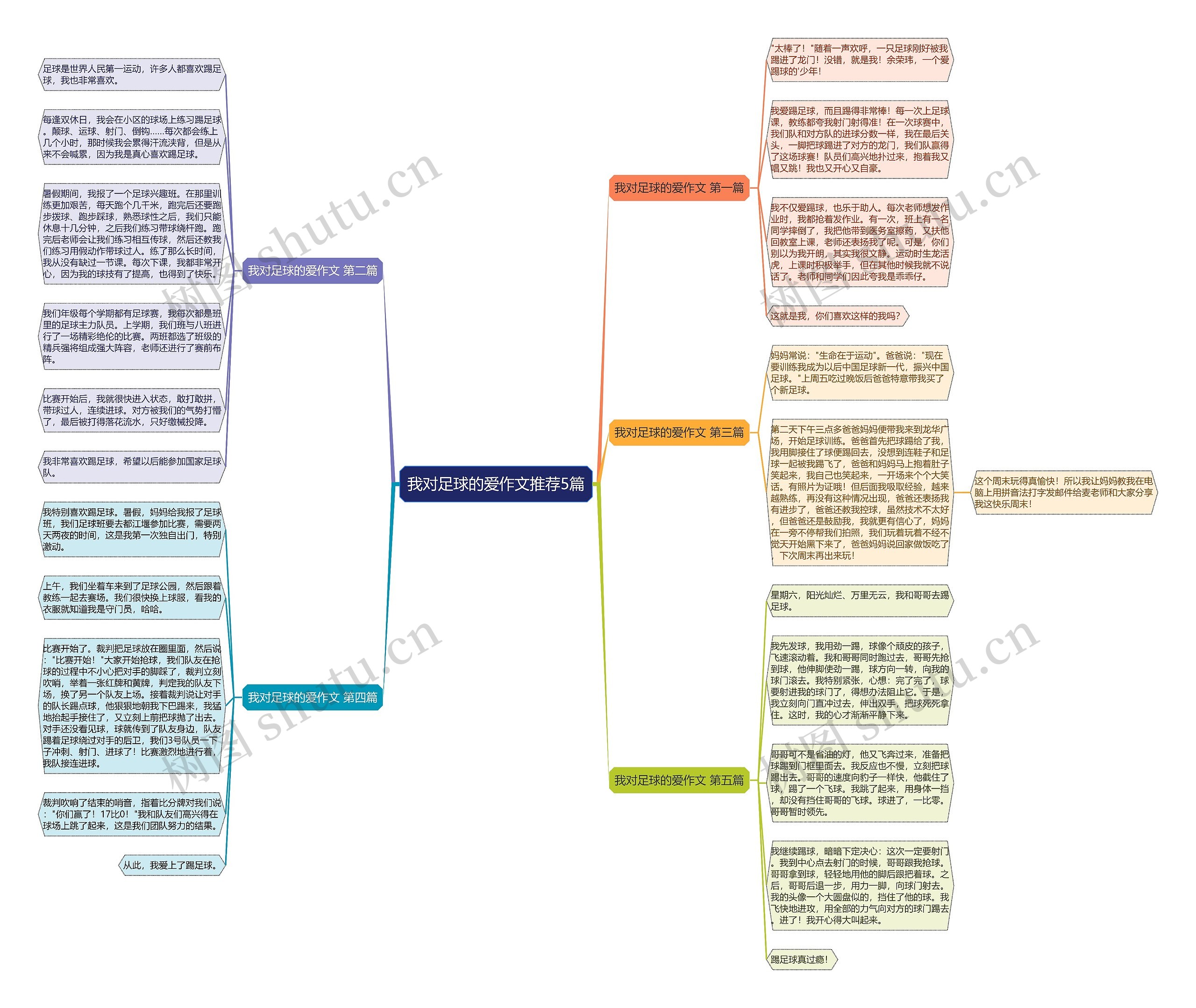 我对足球的爱作文推荐5篇思维导图
