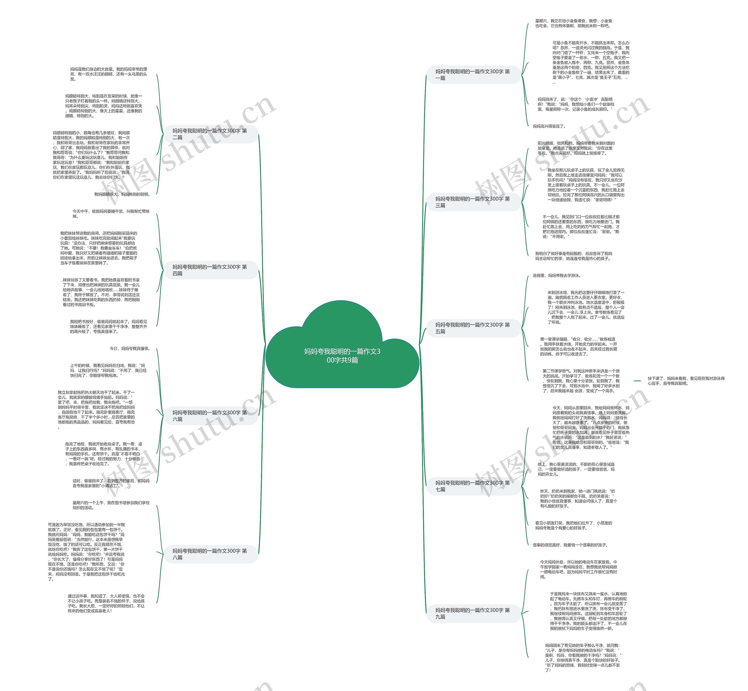 妈妈夸我聪明的一篇作文300字共9篇思维导图