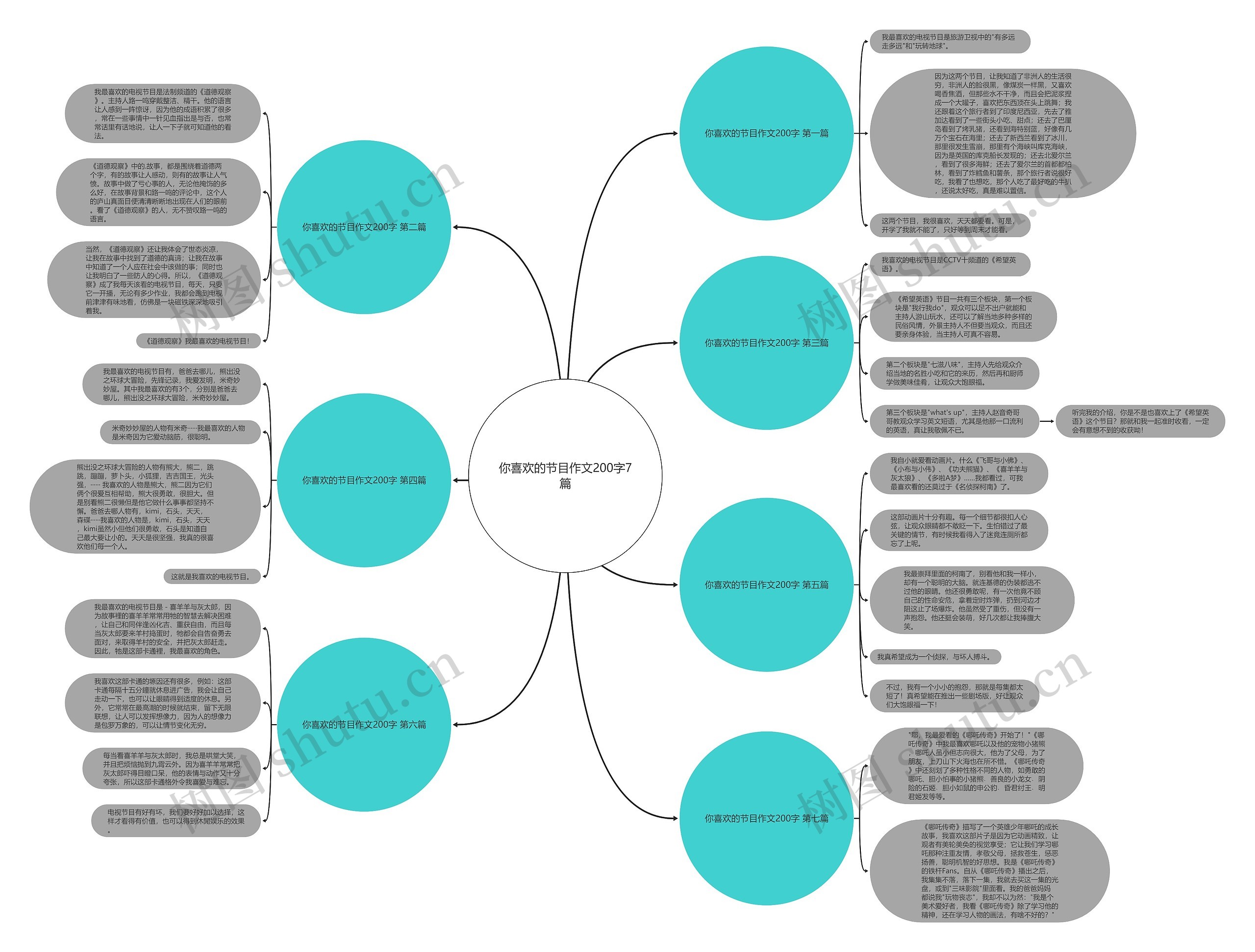 你喜欢的节目作文200字7篇思维导图