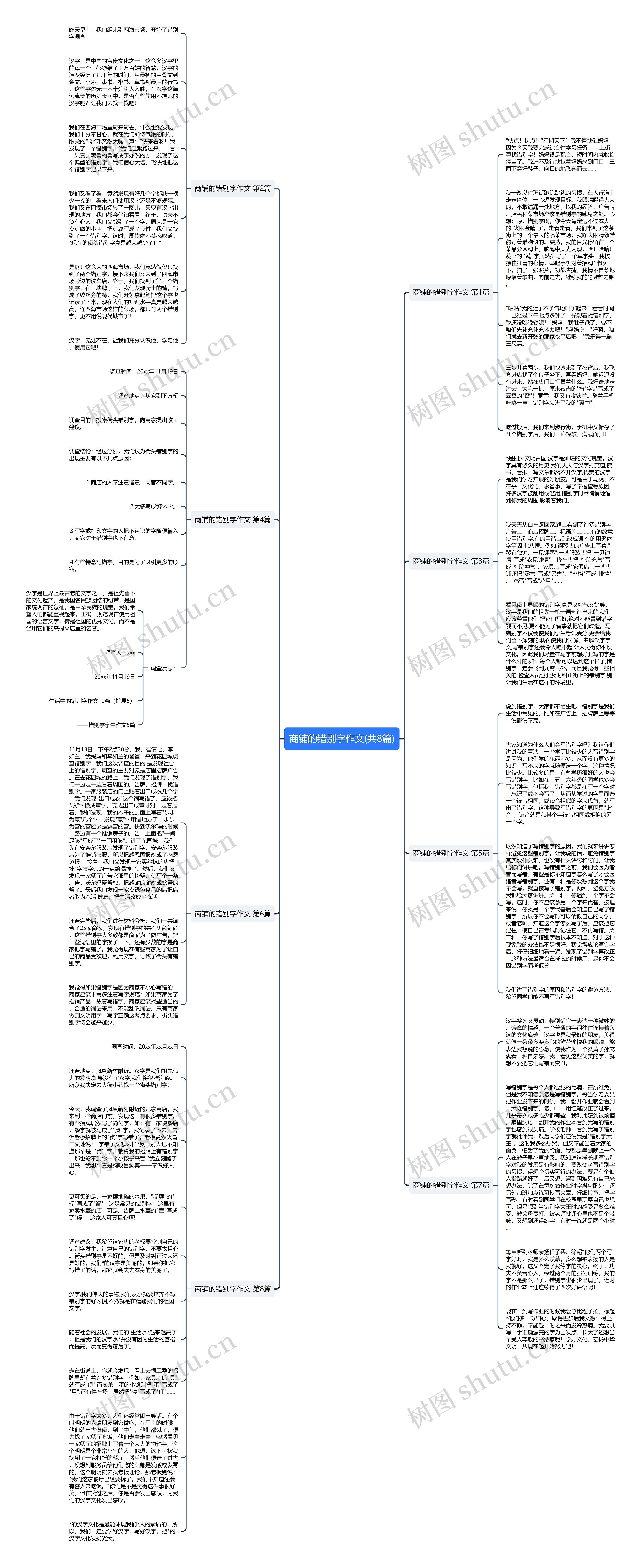 商铺的错别字作文(共8篇)思维导图