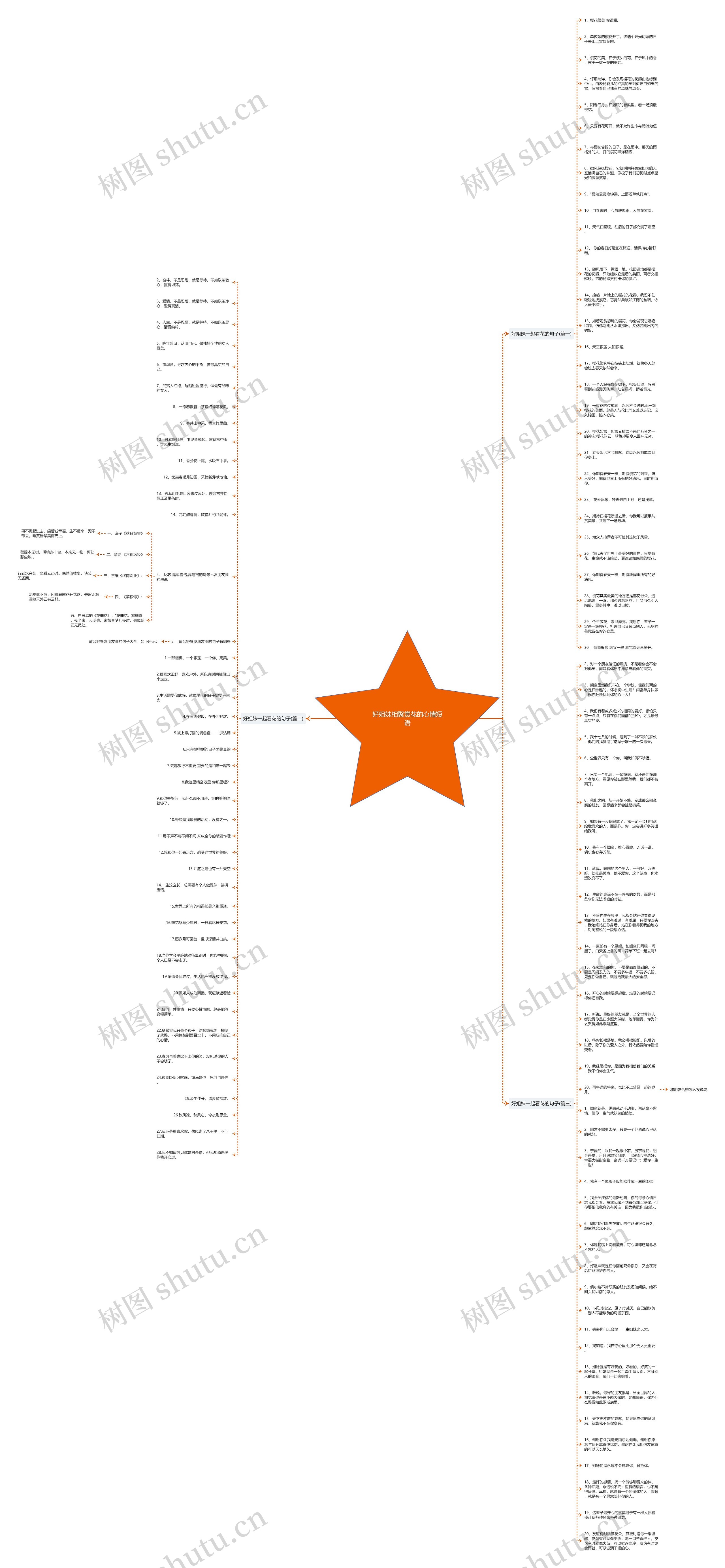 好姐妹相聚赏花的心情短语思维导图