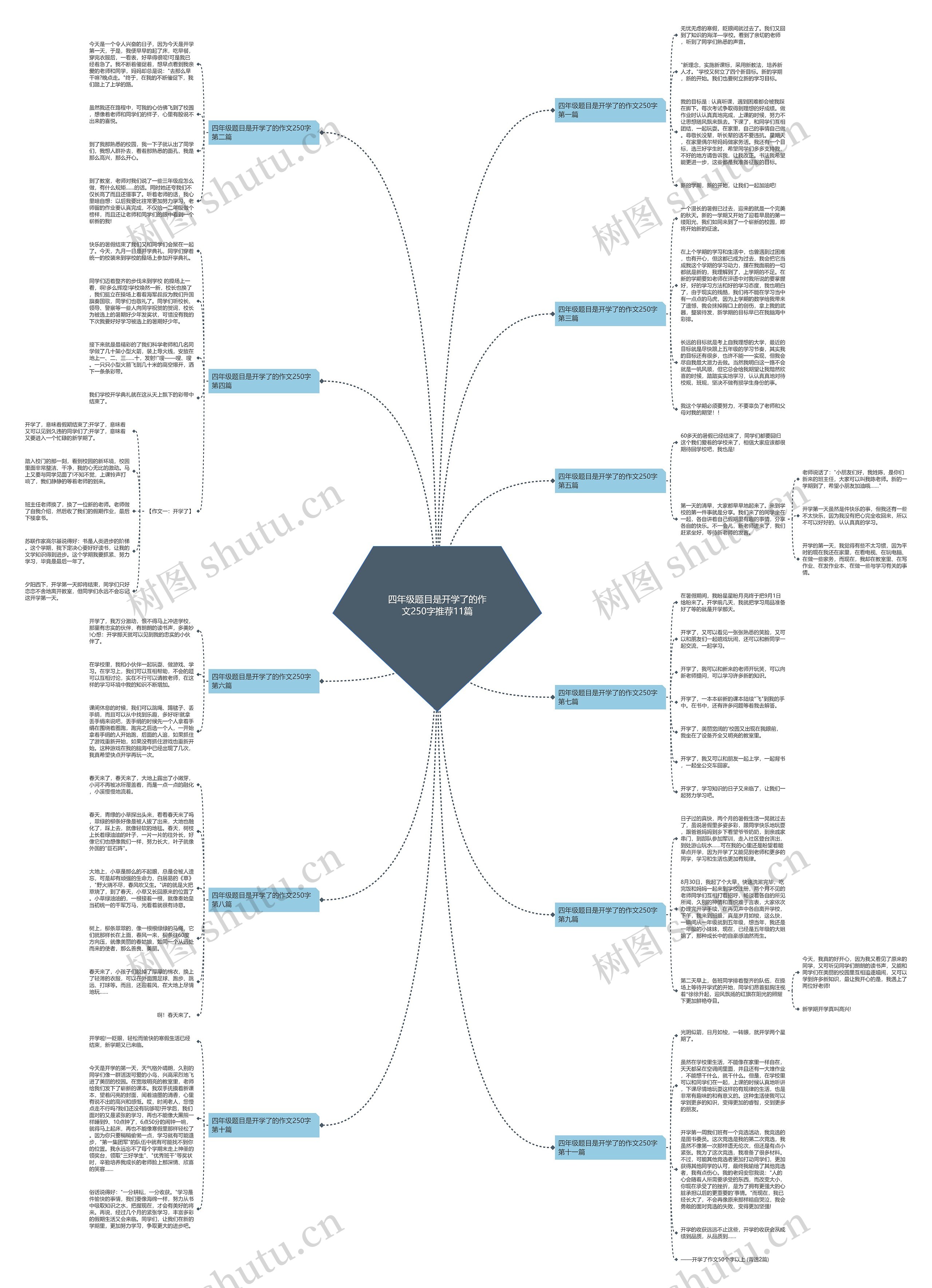 四年级题目是开学了的作文250字推荐11篇思维导图