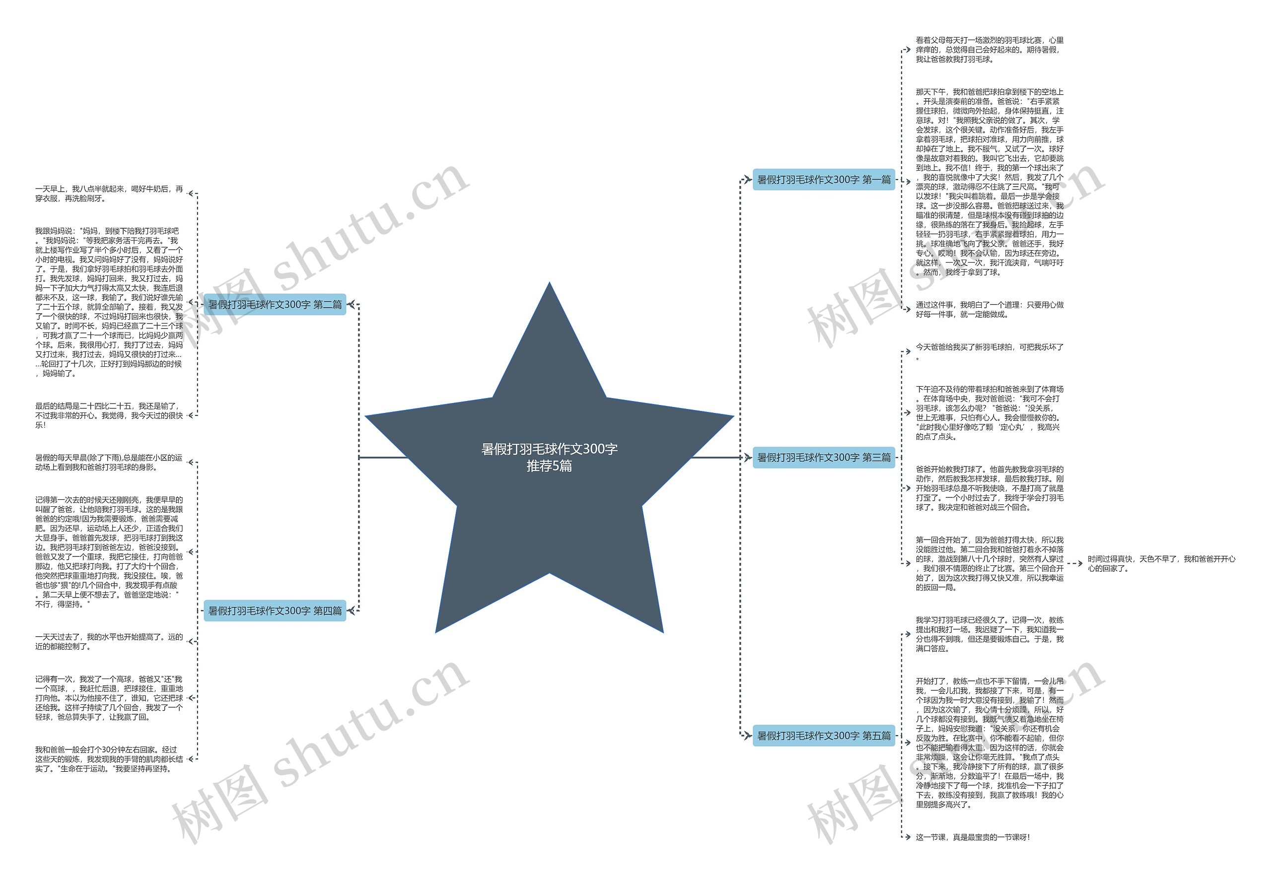 暑假打羽毛球作文300字推荐5篇思维导图