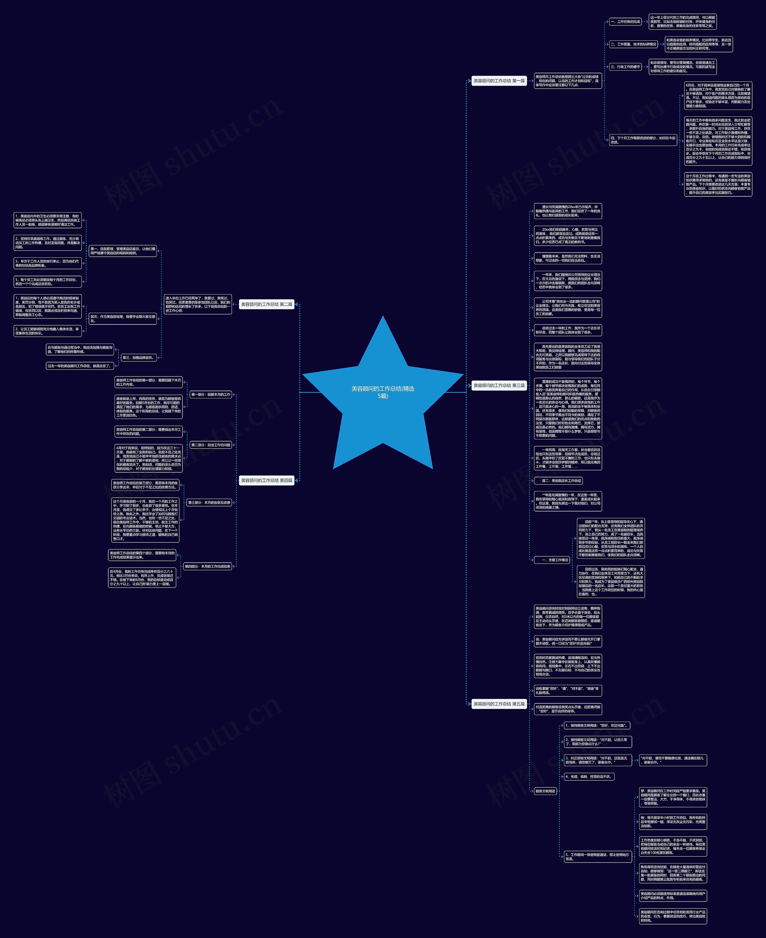美容顾问的工作总结(精选5篇)思维导图