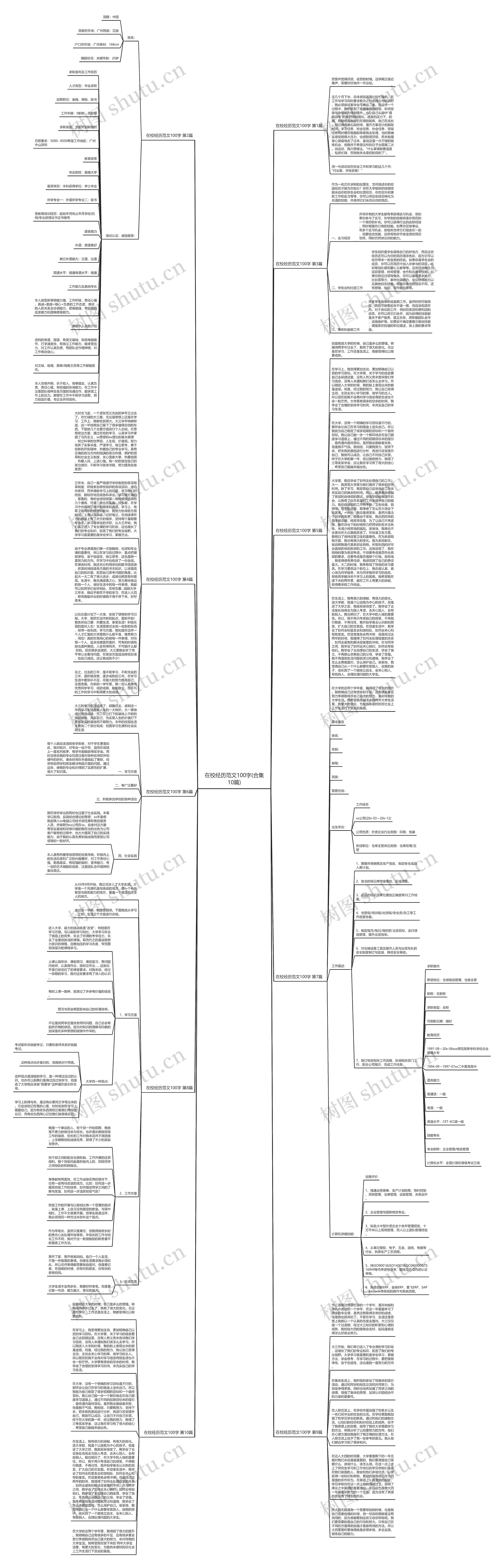 在校经历范文100字(合集10篇)思维导图