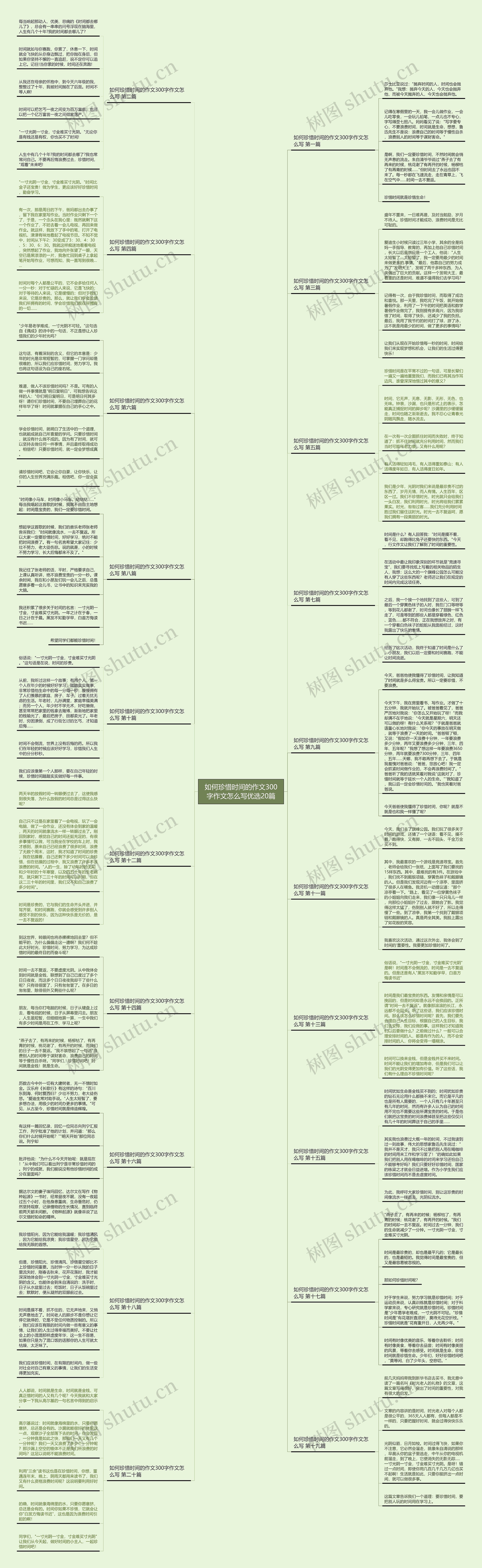 如何珍惜时间的作文300字作文怎么写优选20篇思维导图