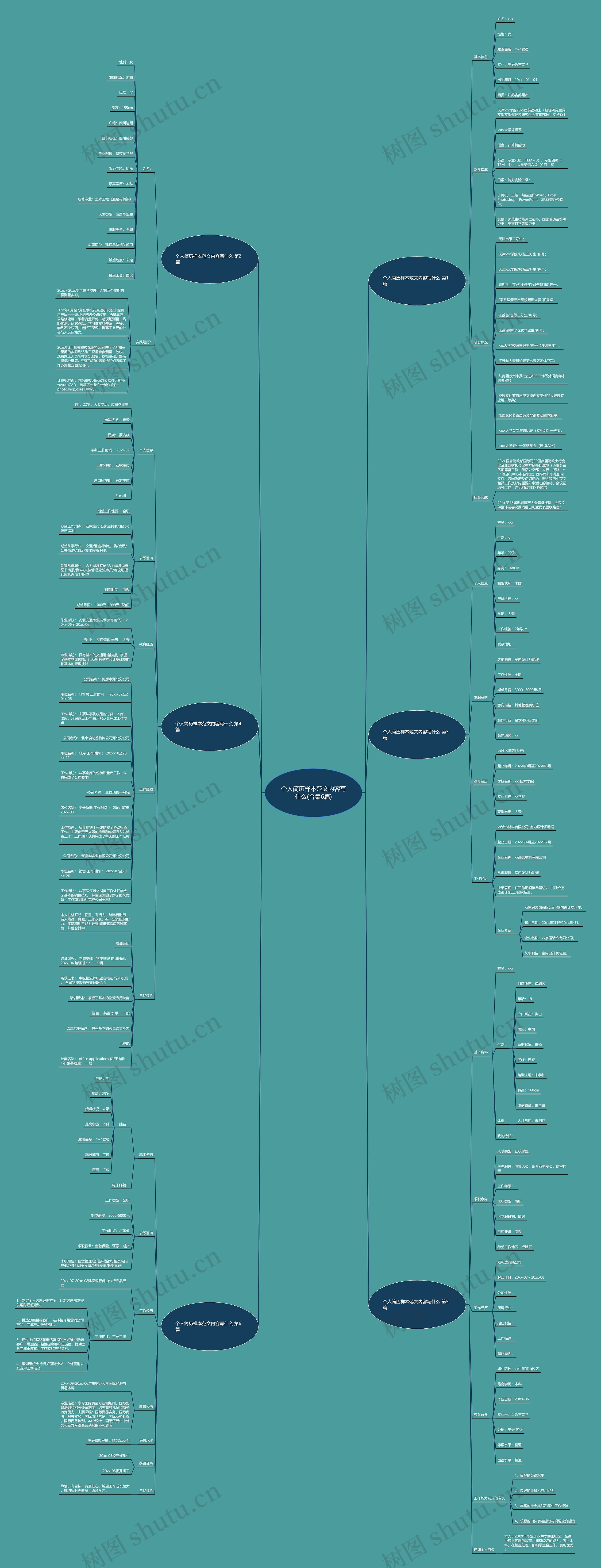 个人简历样本范文内容写什么(合集6篇)思维导图