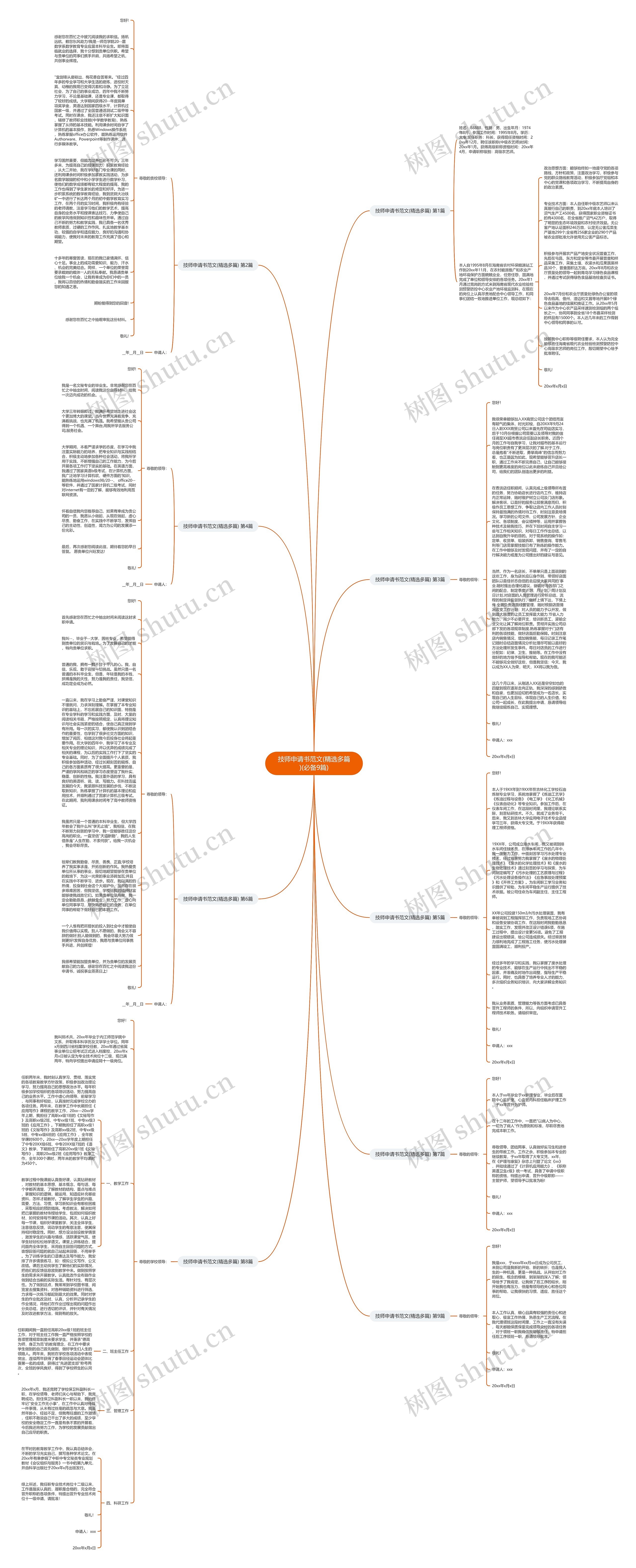技师申请书范文(精选多篇)(必备9篇)思维导图