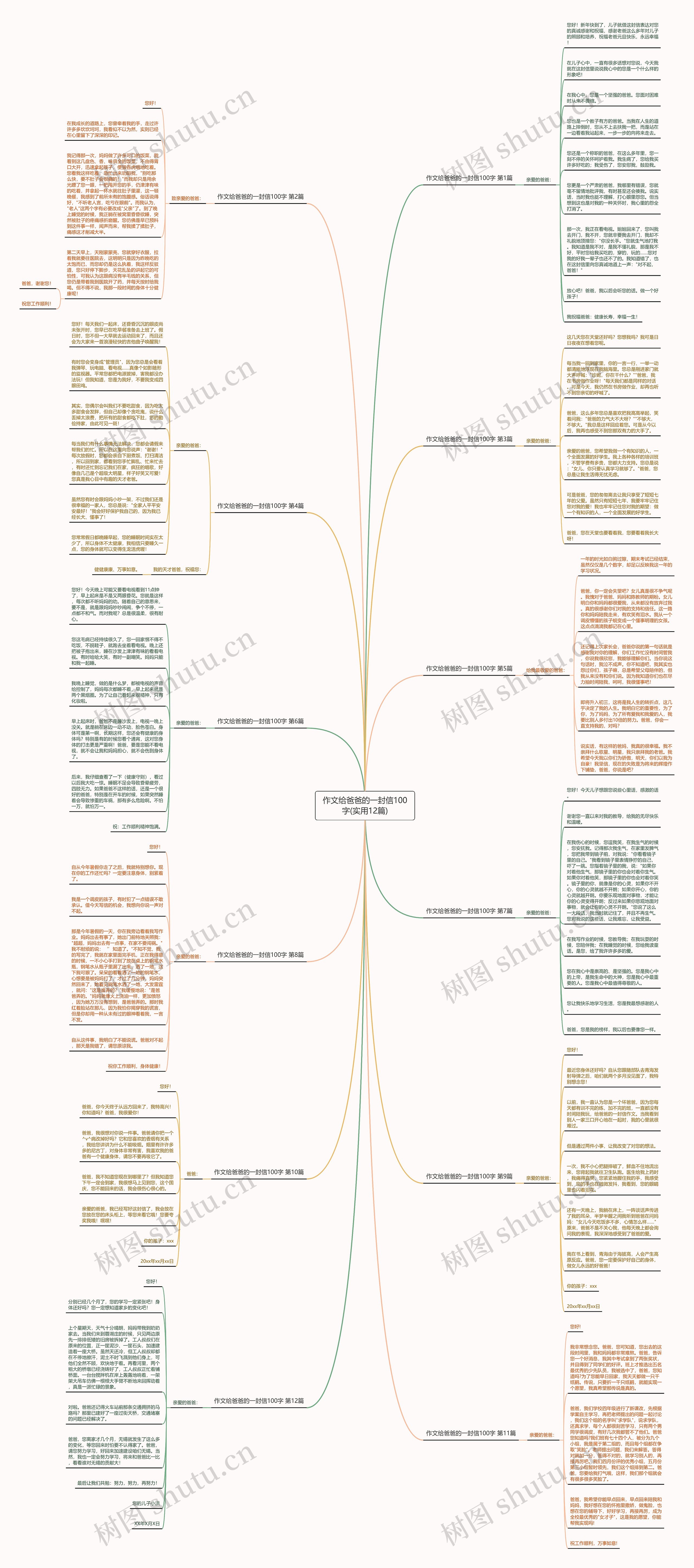 作文给爸爸的一封信100字(实用12篇)思维导图