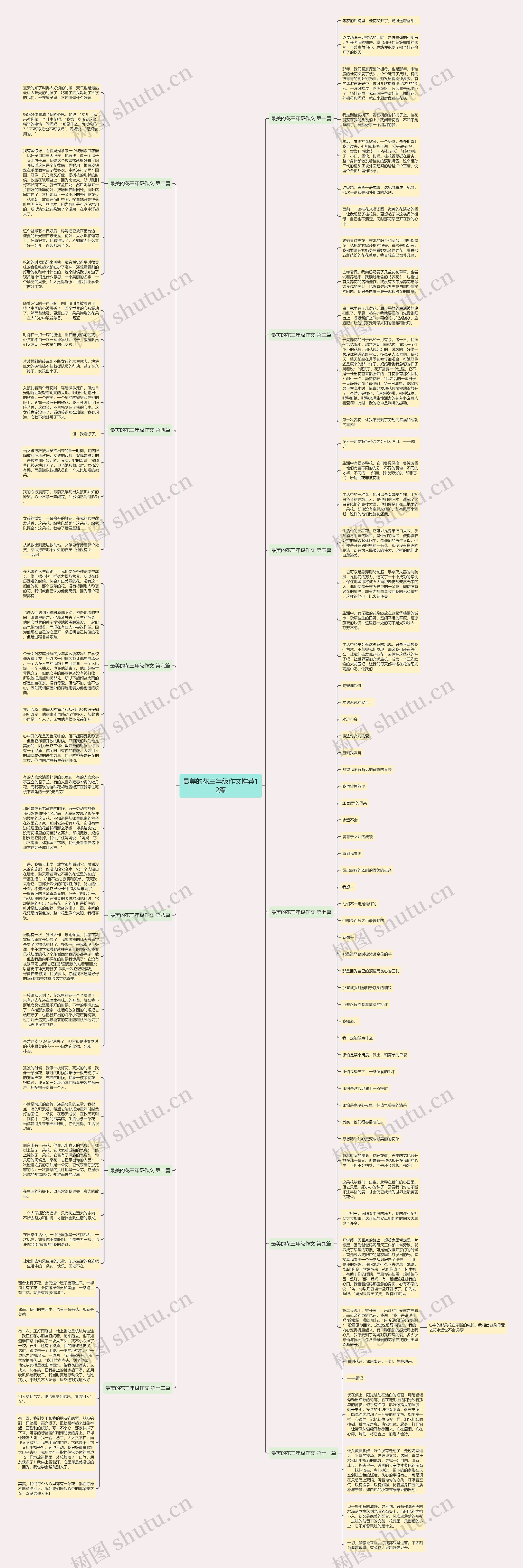 最美的花三年级作文推荐12篇思维导图