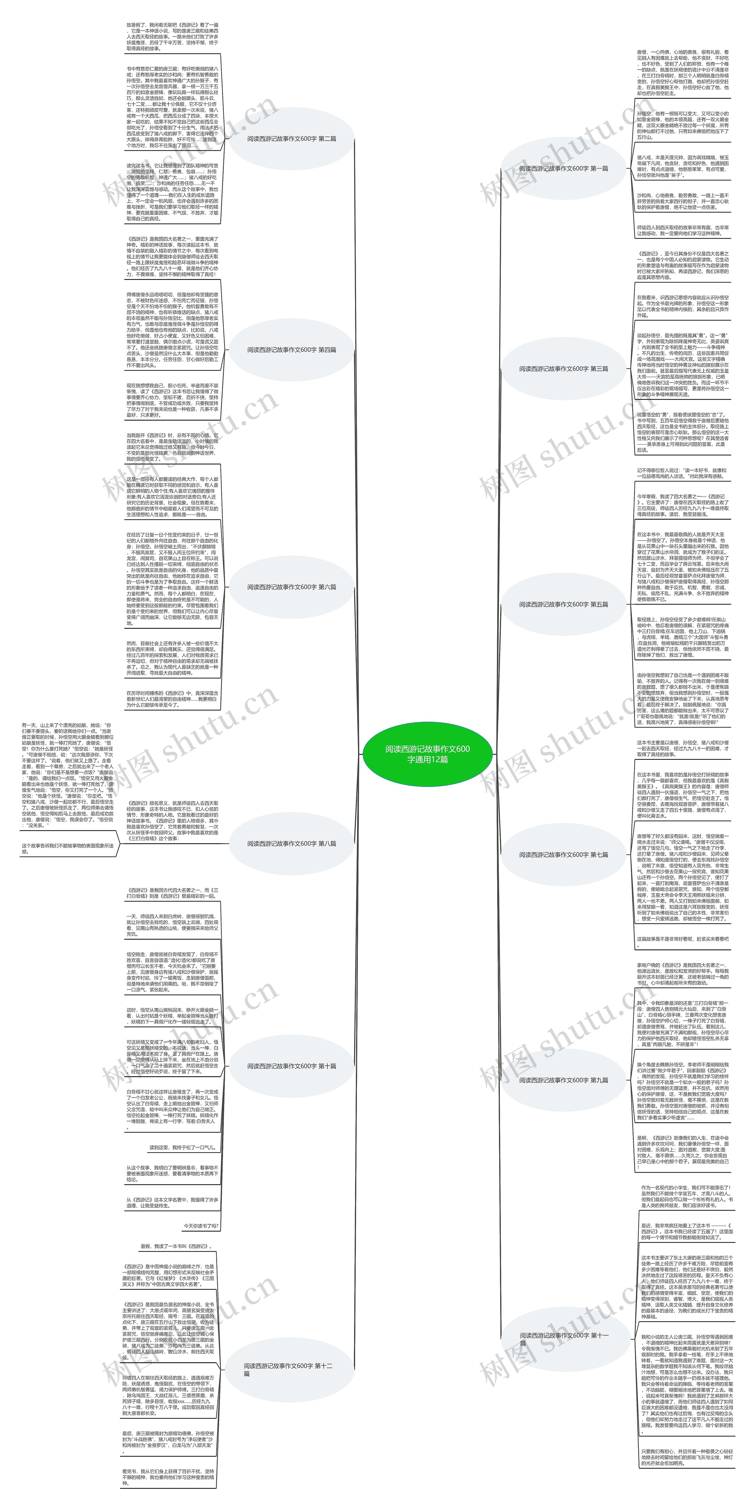 阅读西游记故事作文600字通用12篇思维导图