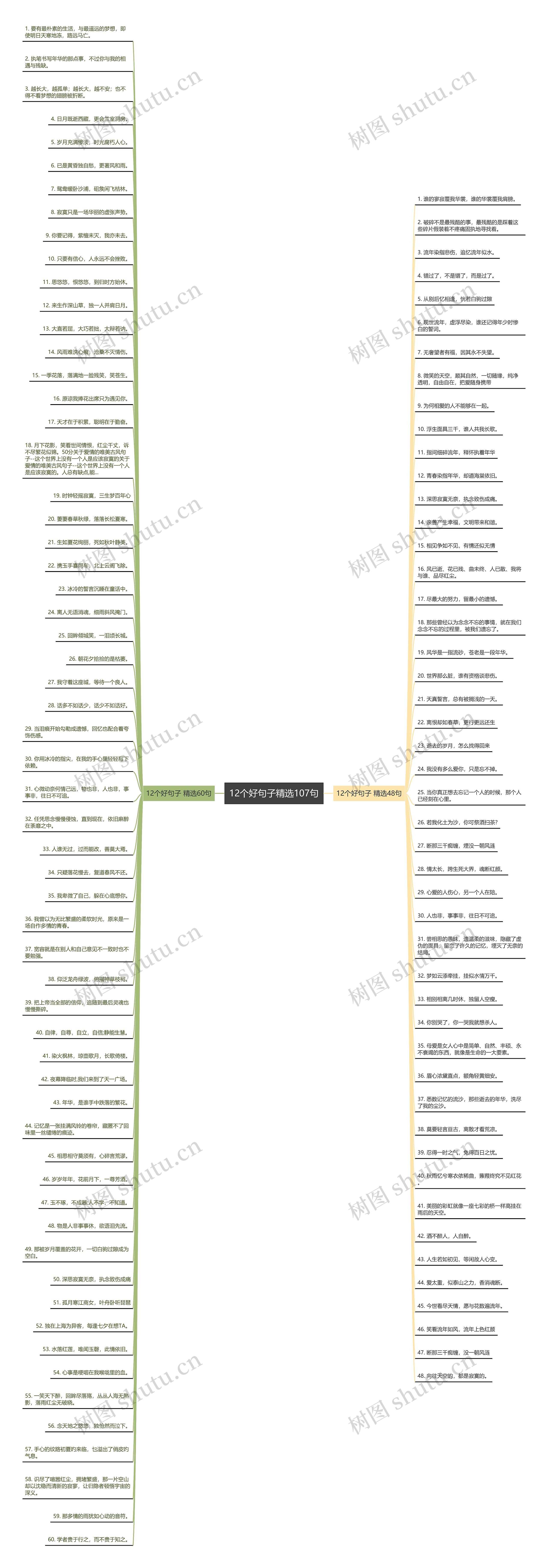 12个好句子精选107句思维导图