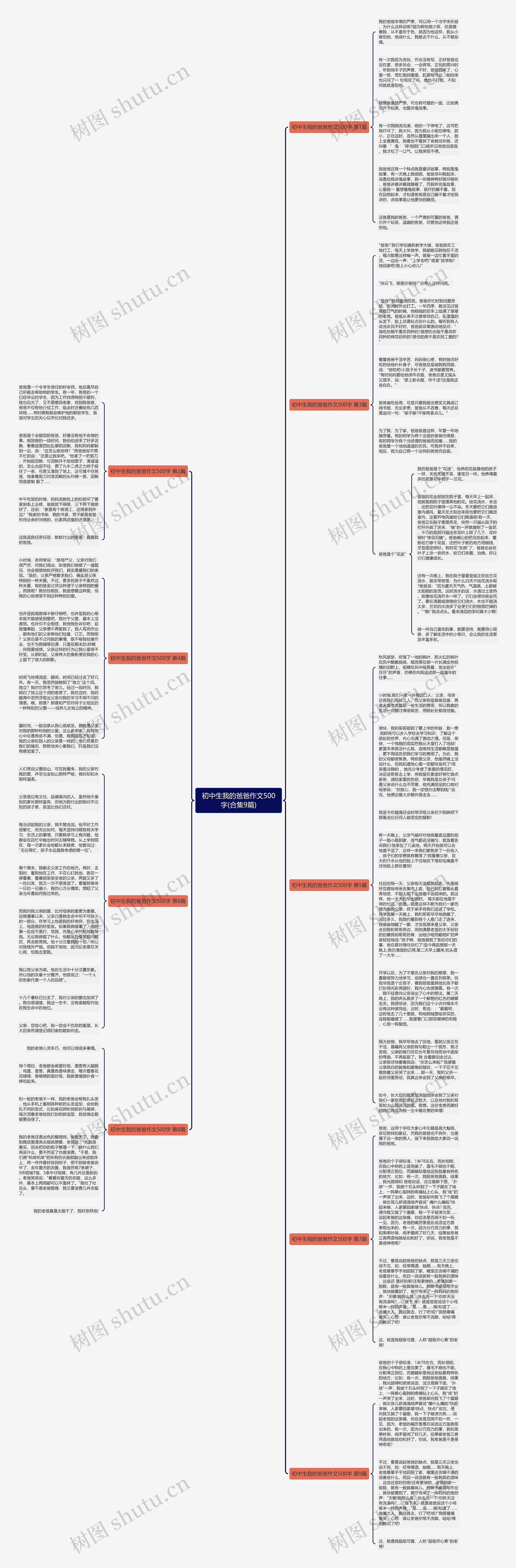 初中生我的爸爸作文500字(合集9篇)思维导图