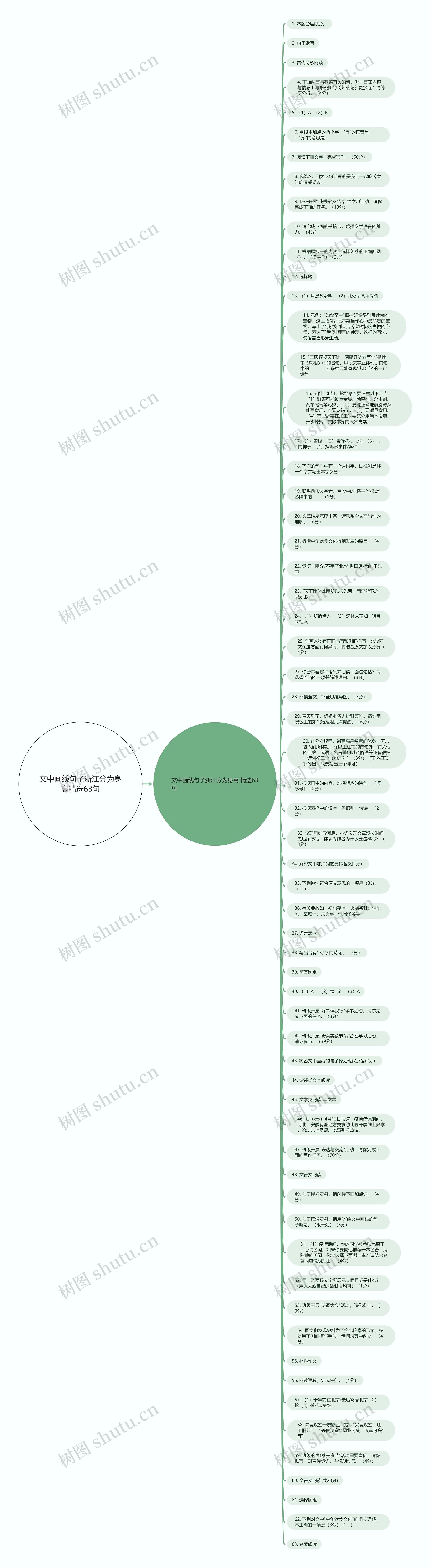 文中画线句子浙江分为身高精选63句思维导图