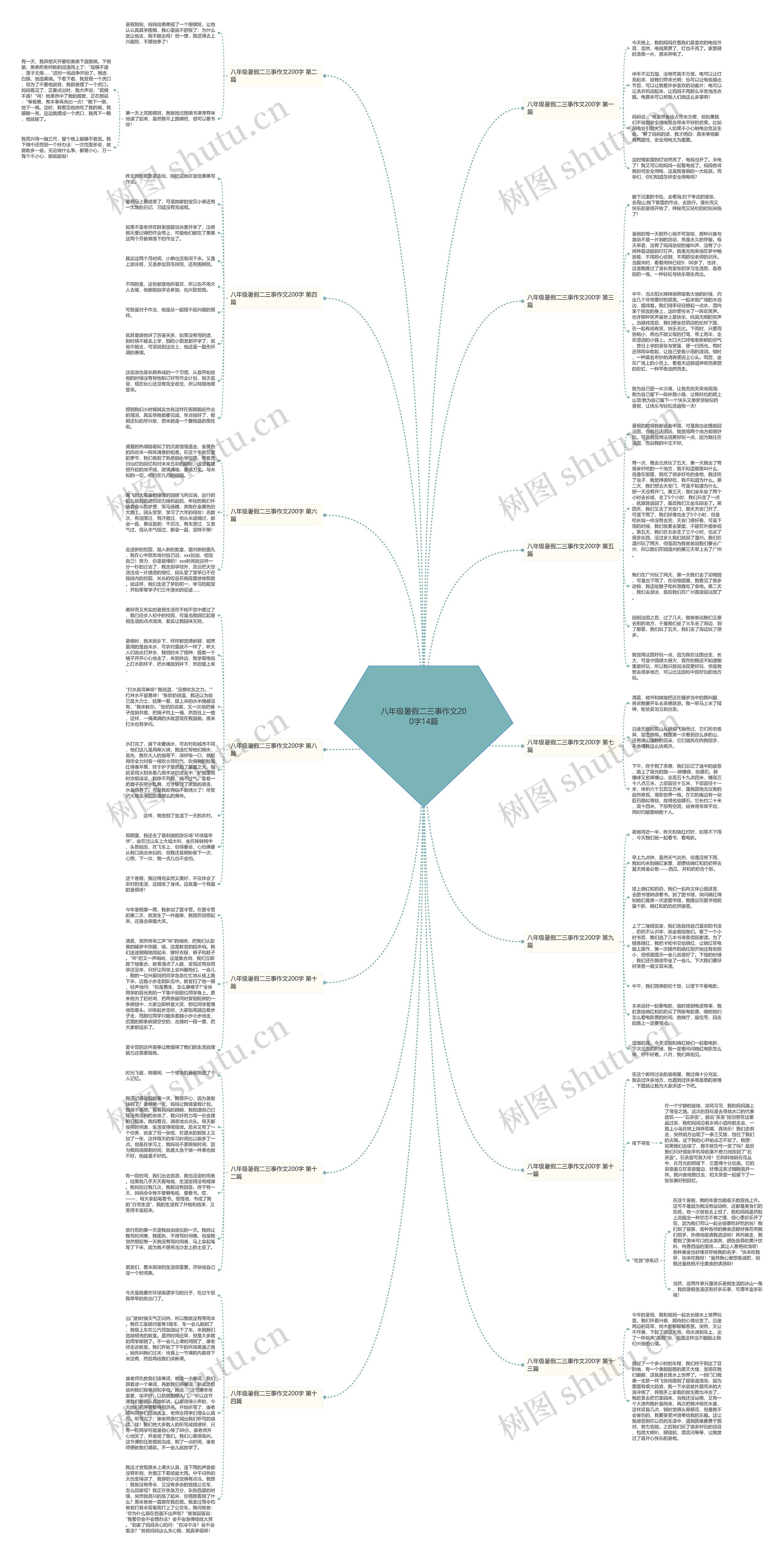 八年级暑假二三事作文200字14篇思维导图