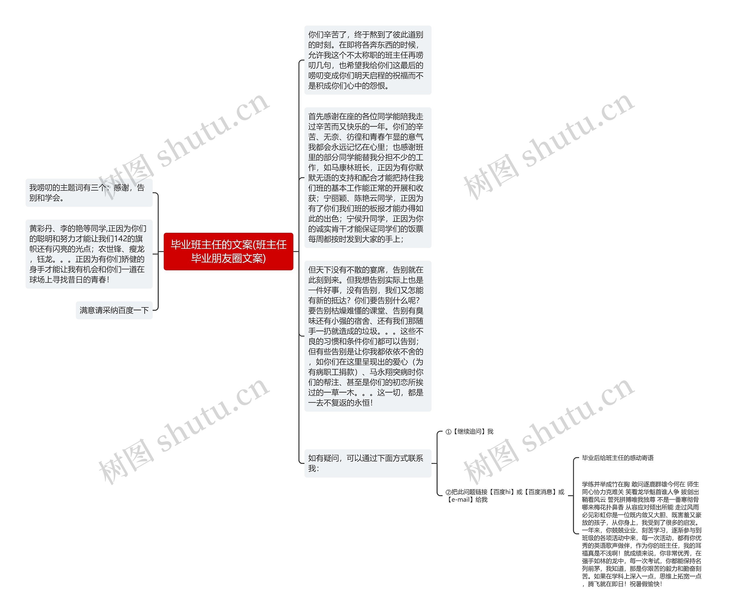 毕业班主任的文案(班主任毕业朋友圈文案)思维导图