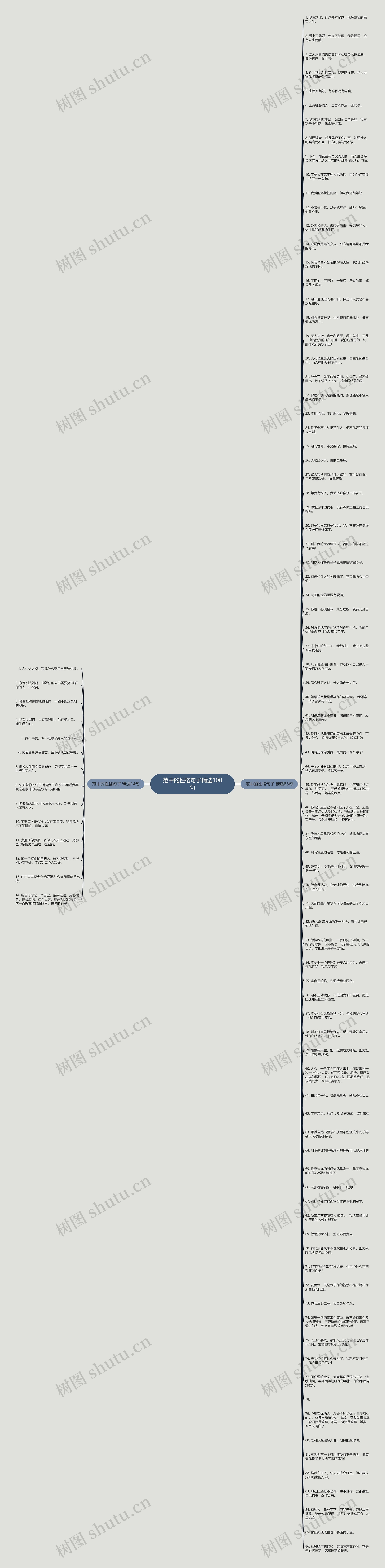 范中的性格句子精选100句思维导图