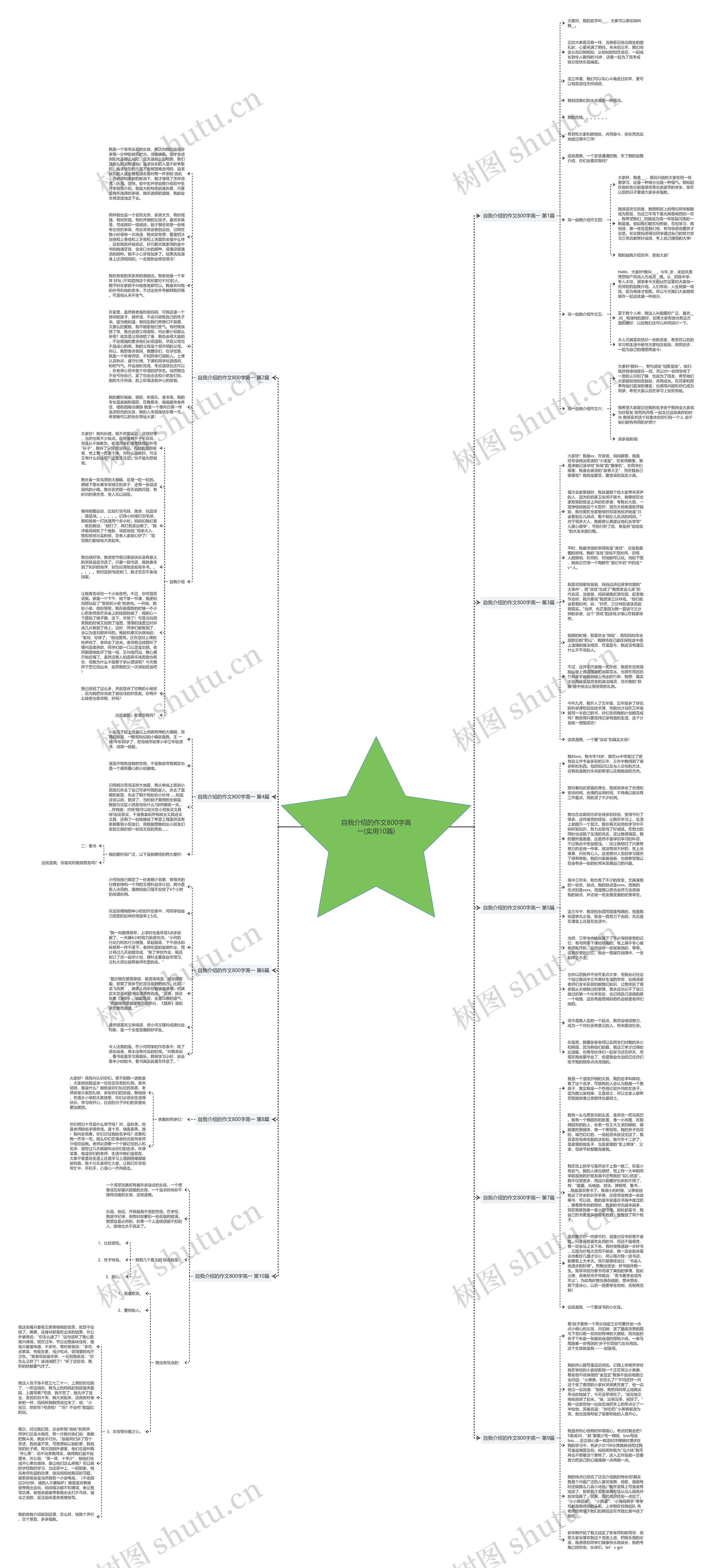 自我介绍的作文800字高一(实用10篇)思维导图