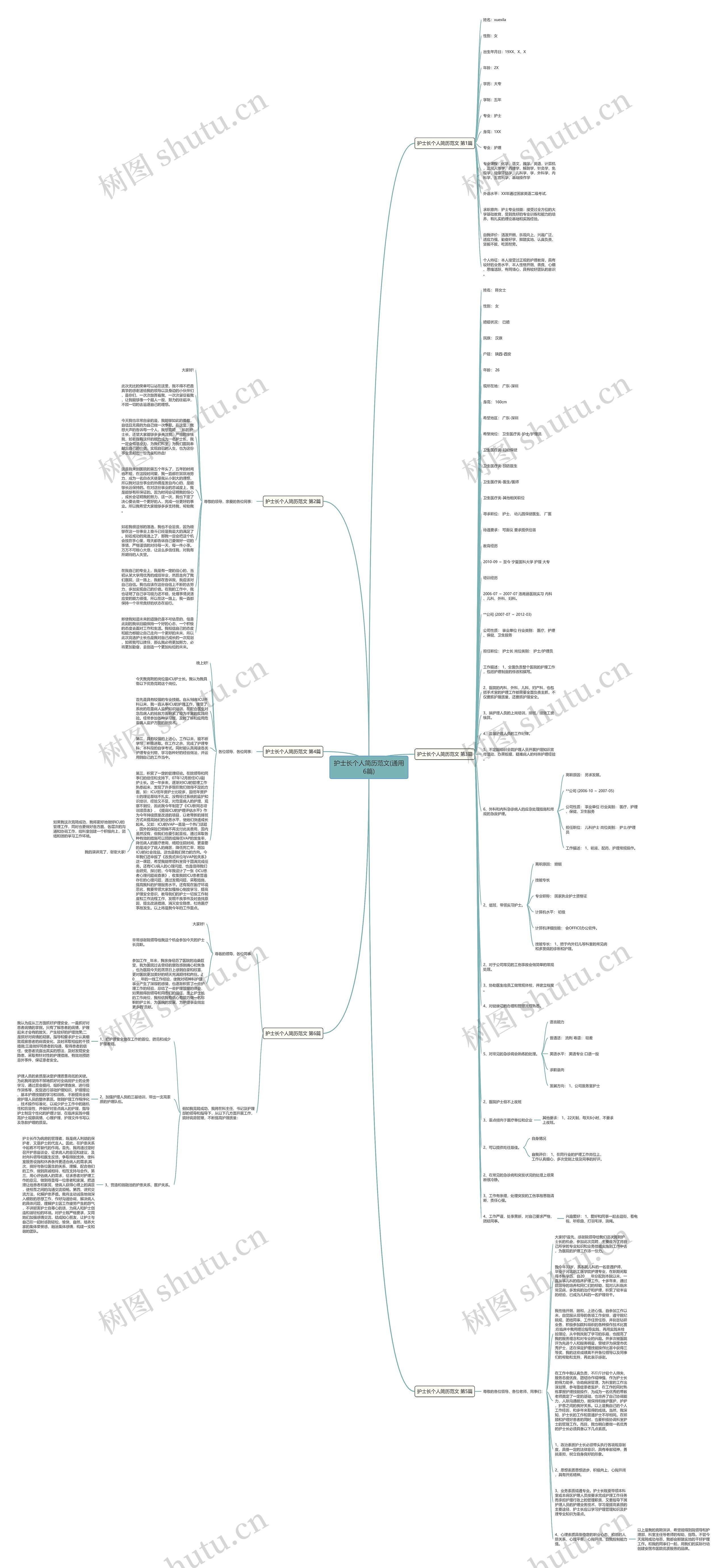 护士长个人简历范文(通用6篇)思维导图
