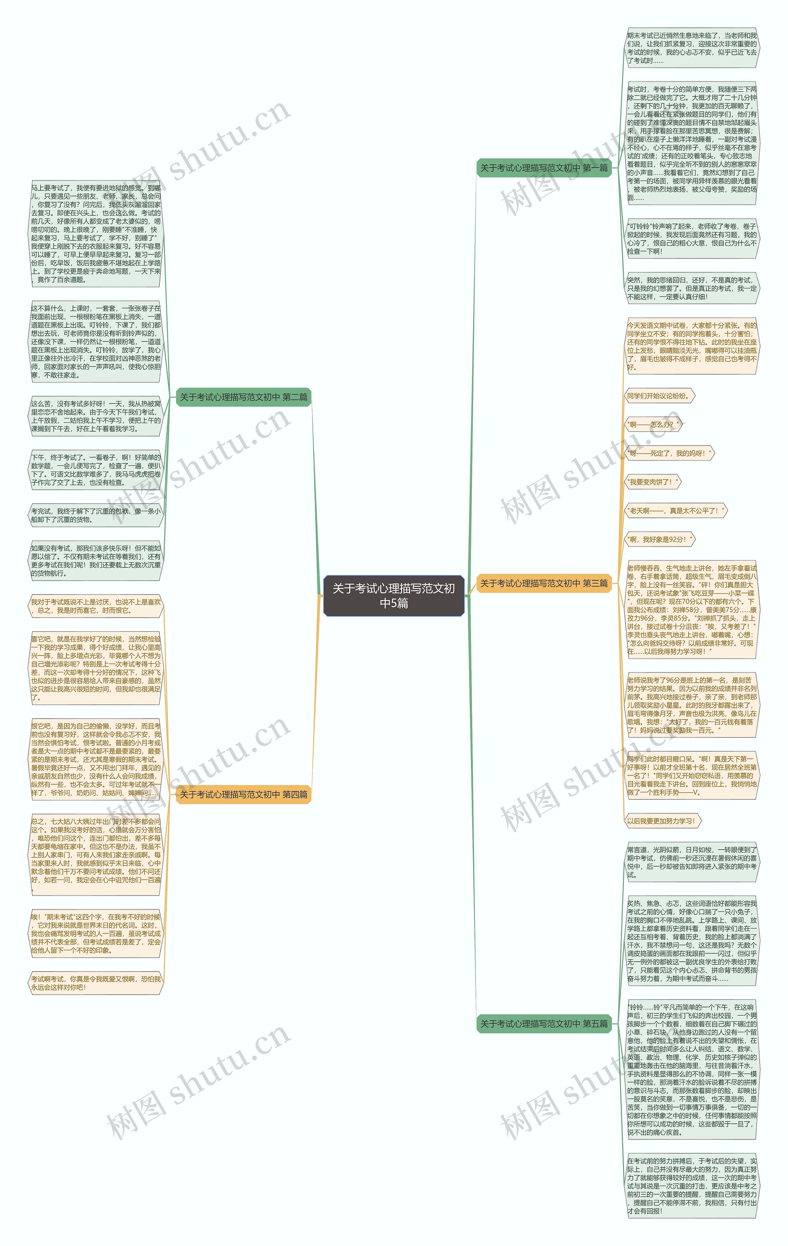 关于考试心理描写范文初中5篇思维导图