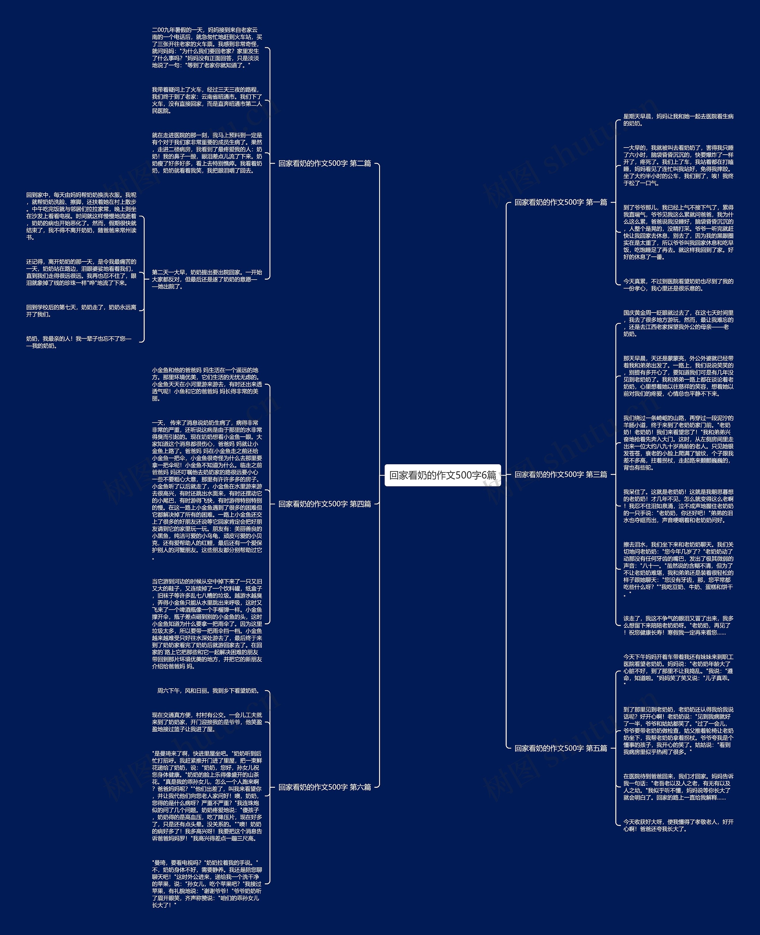 回家看奶的作文500字6篇思维导图