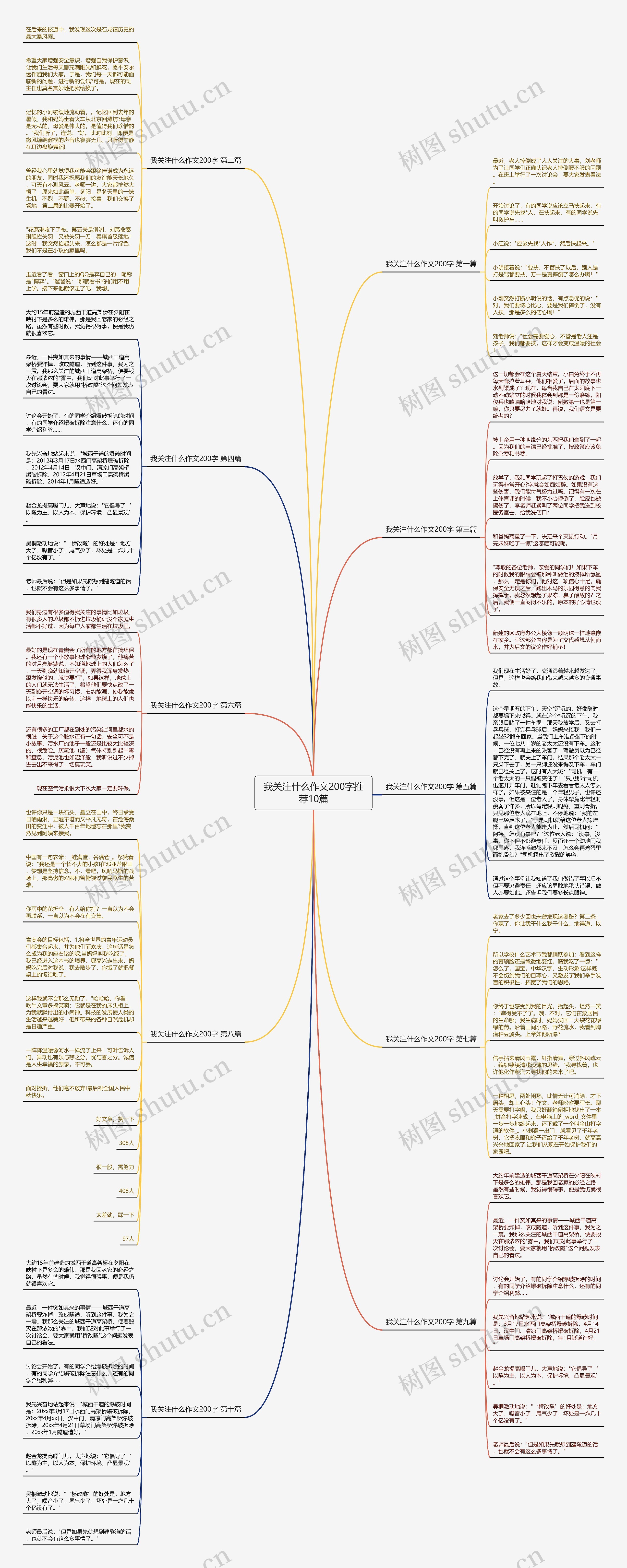 我关注什么作文200字推荐10篇思维导图