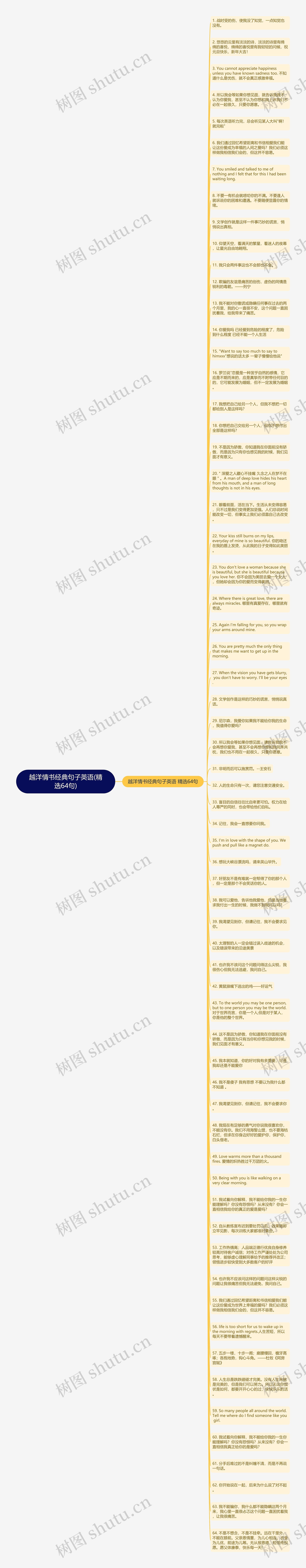 越洋情书经典句子英语(精选64句)思维导图