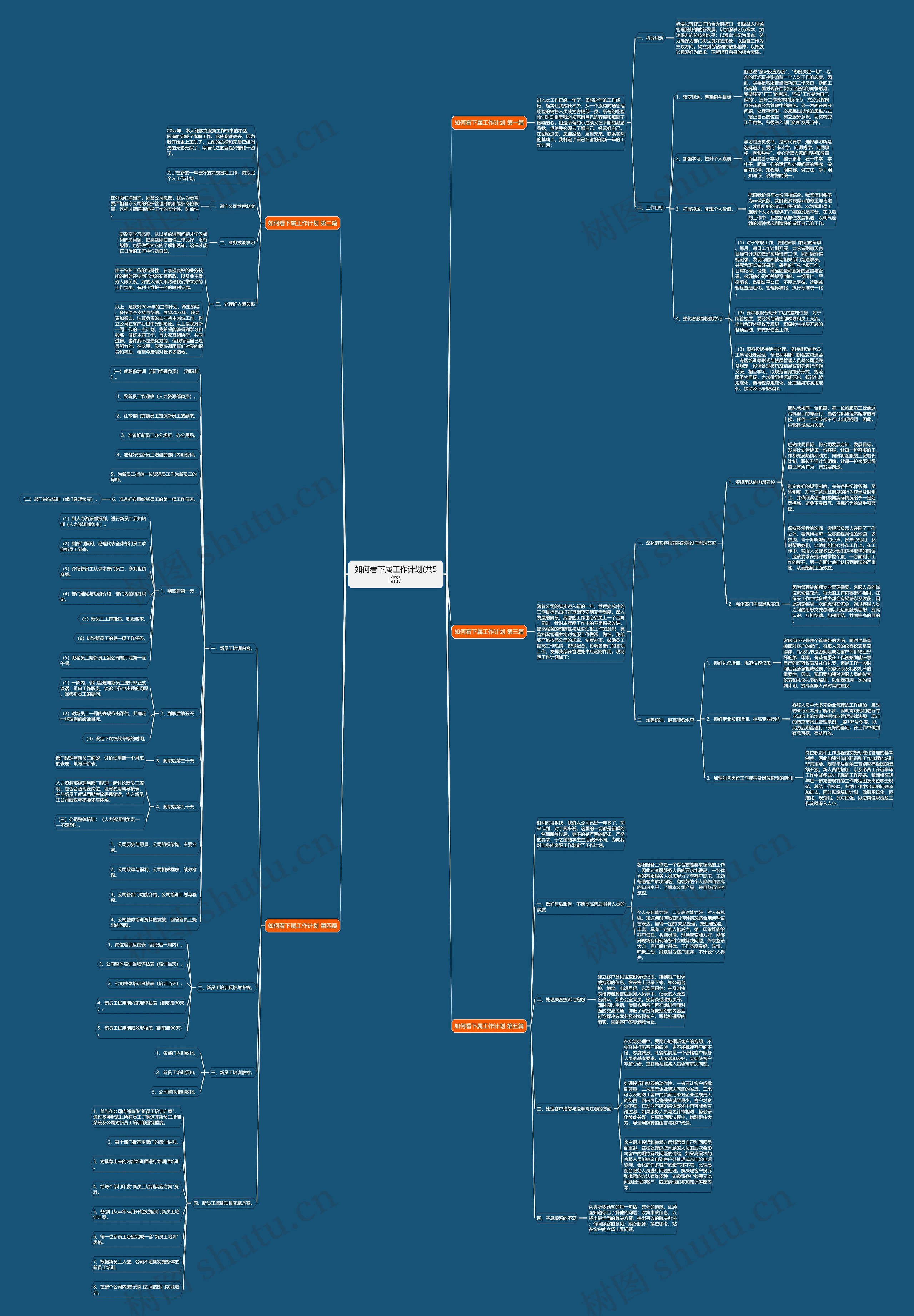 如何看下属工作计划(共5篇)思维导图