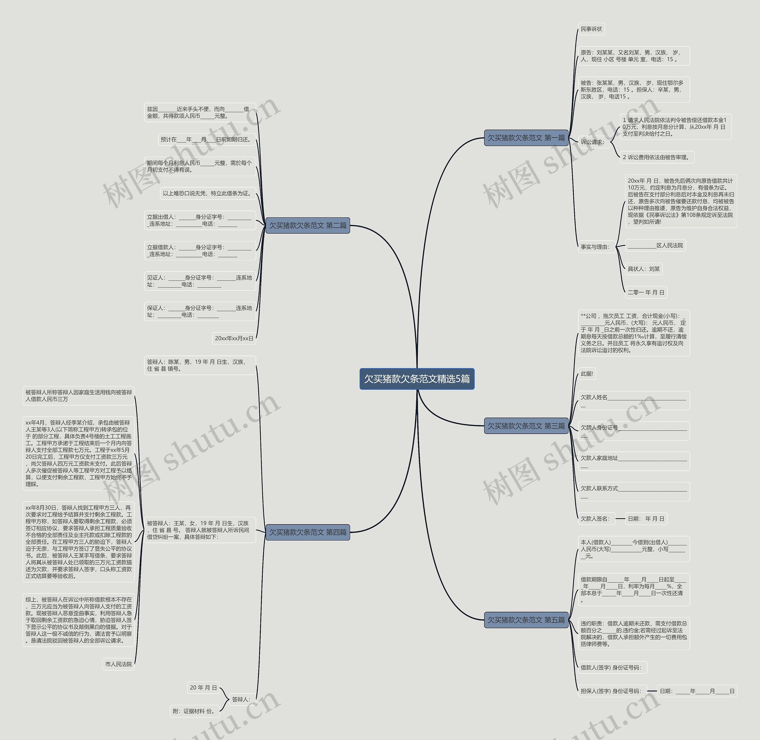 欠买猪款欠条范文精选5篇思维导图