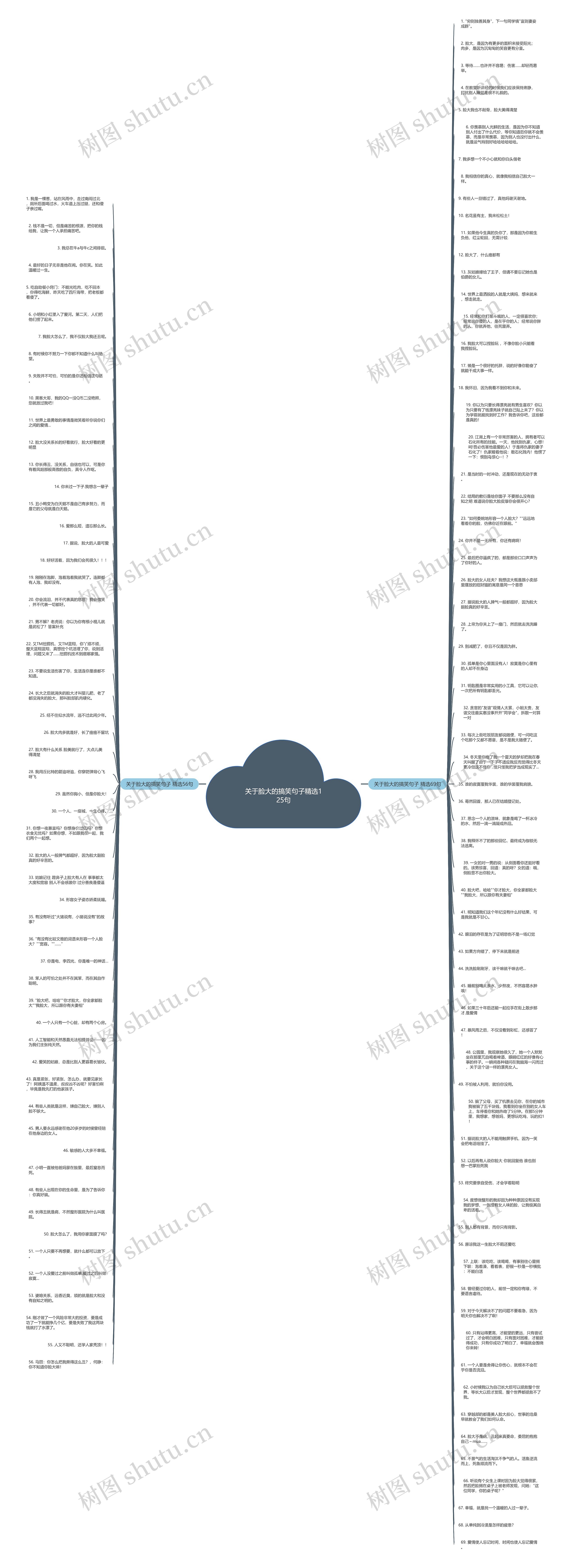 关于脸大的搞笑句子精选125句思维导图