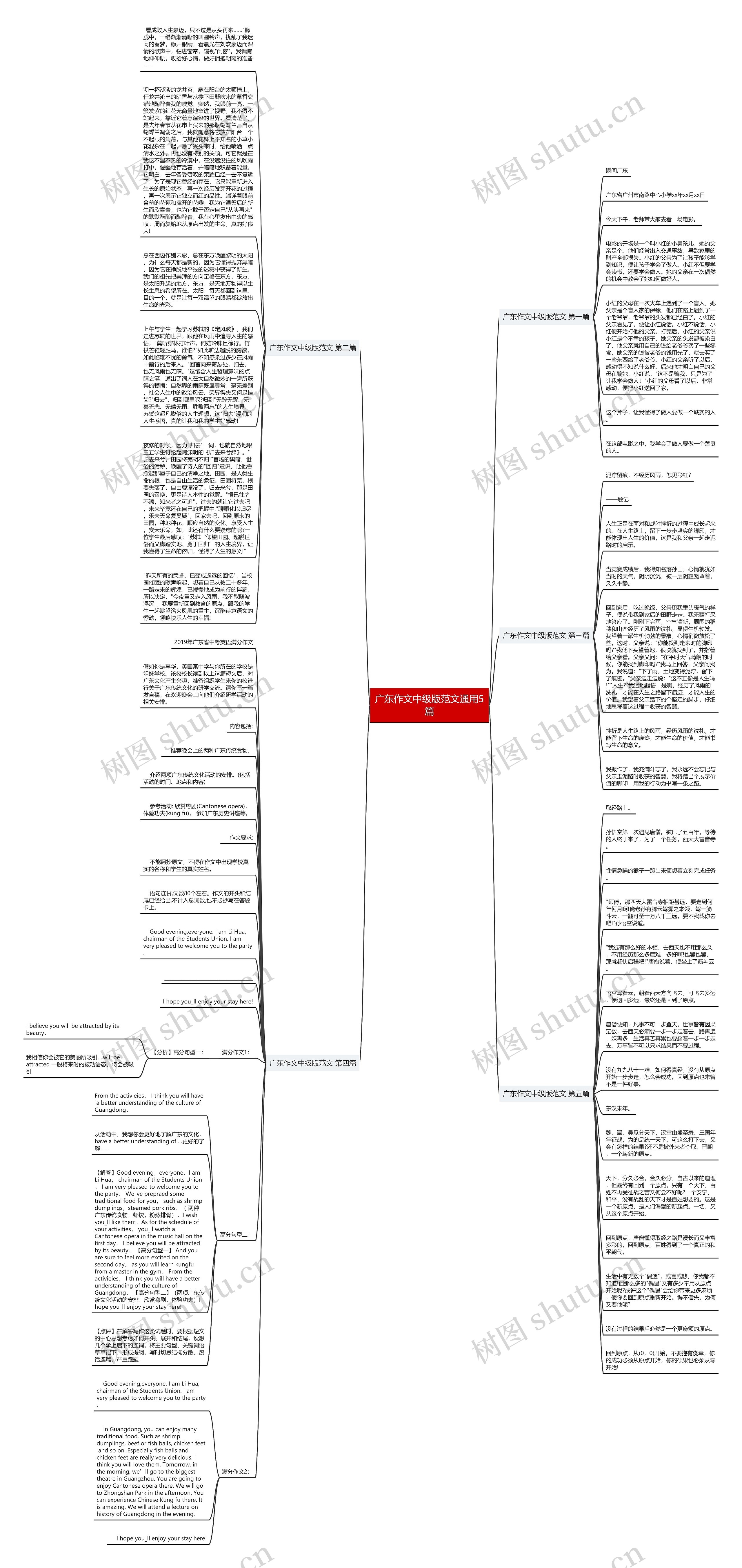 广东作文中级版范文通用5篇思维导图
