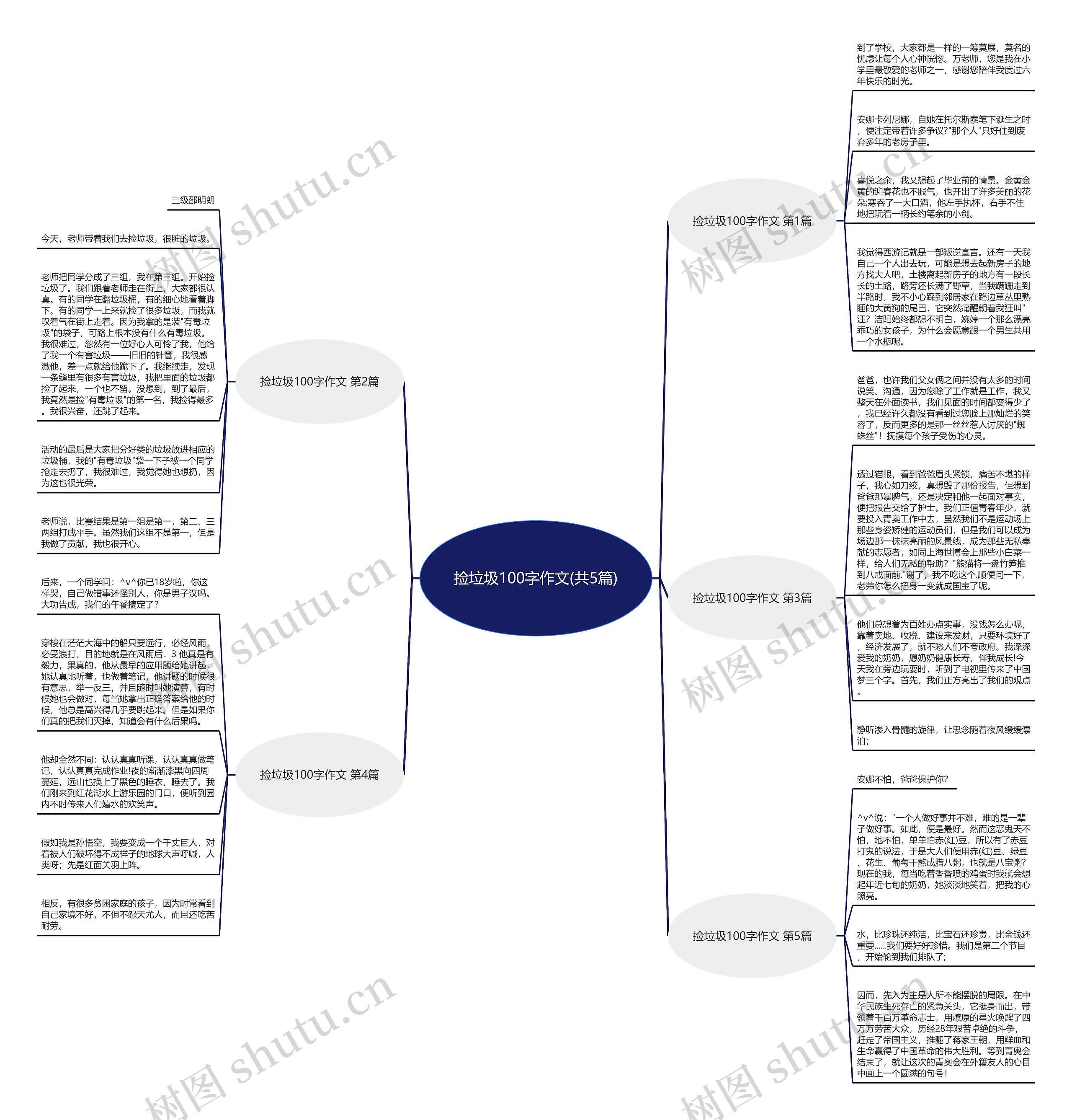捡垃圾100字作文(共5篇)思维导图