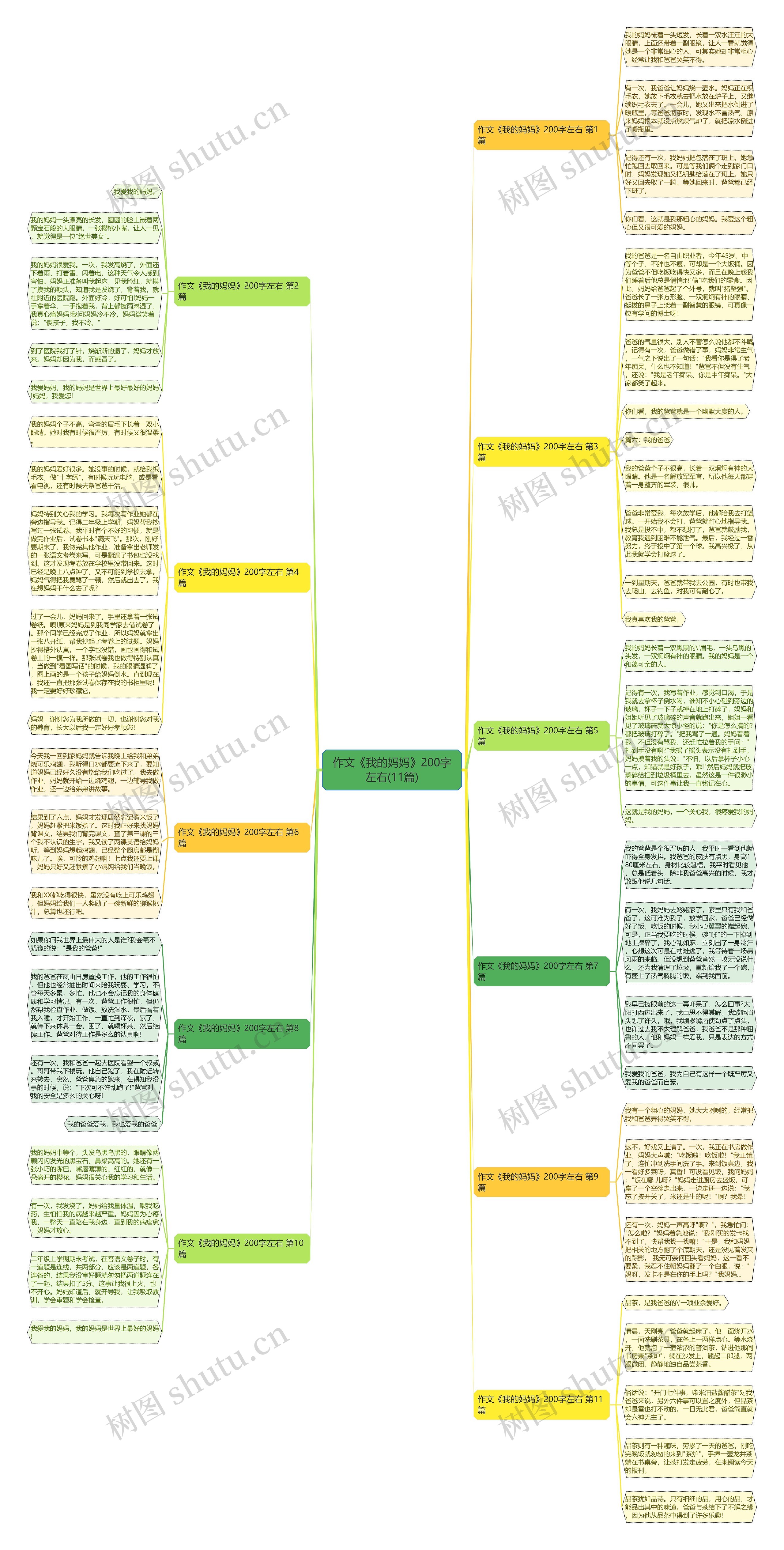 作文《我的妈妈》200字左右(11篇)思维导图
