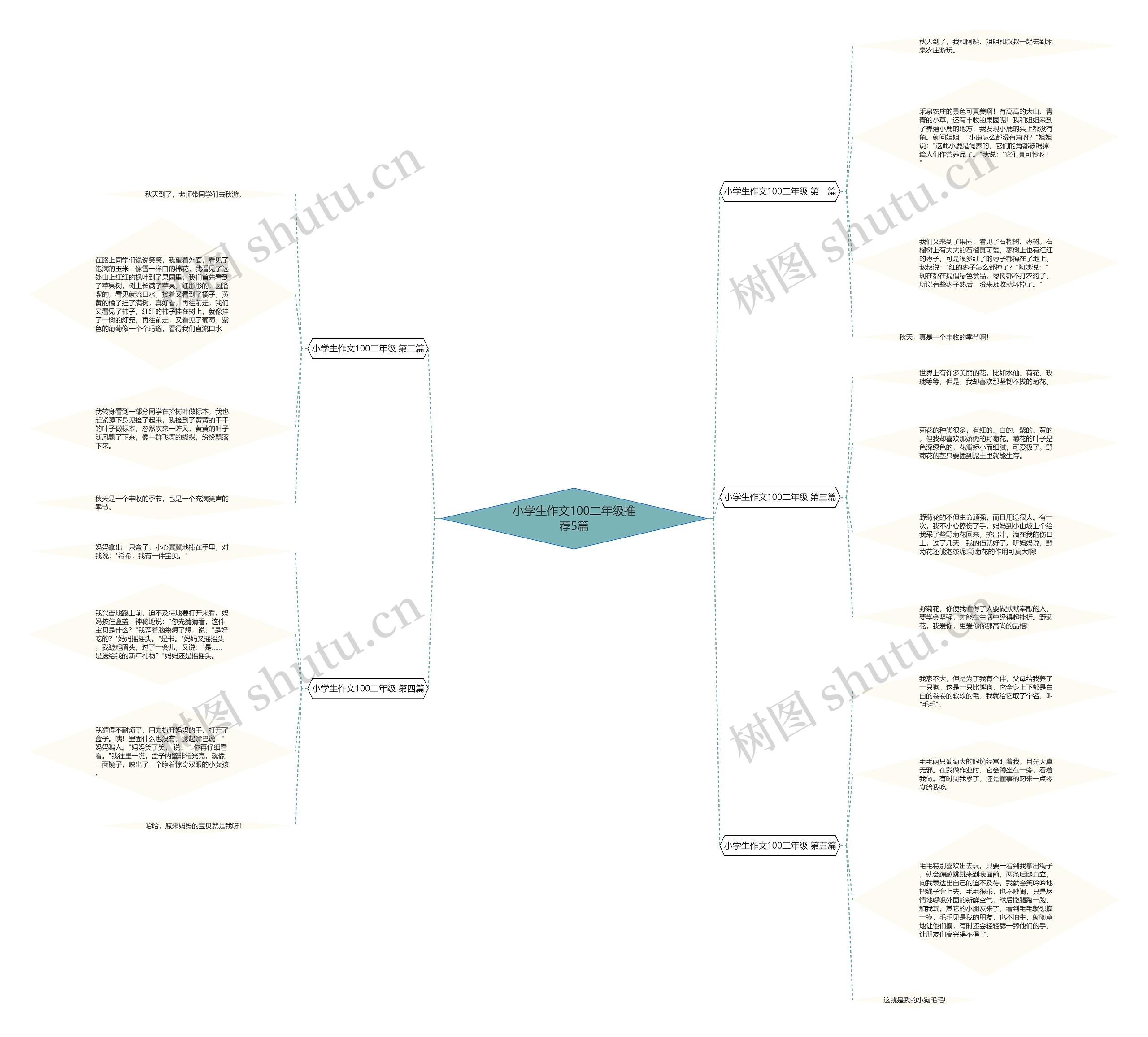 小学生作文100二年级推荐5篇思维导图
