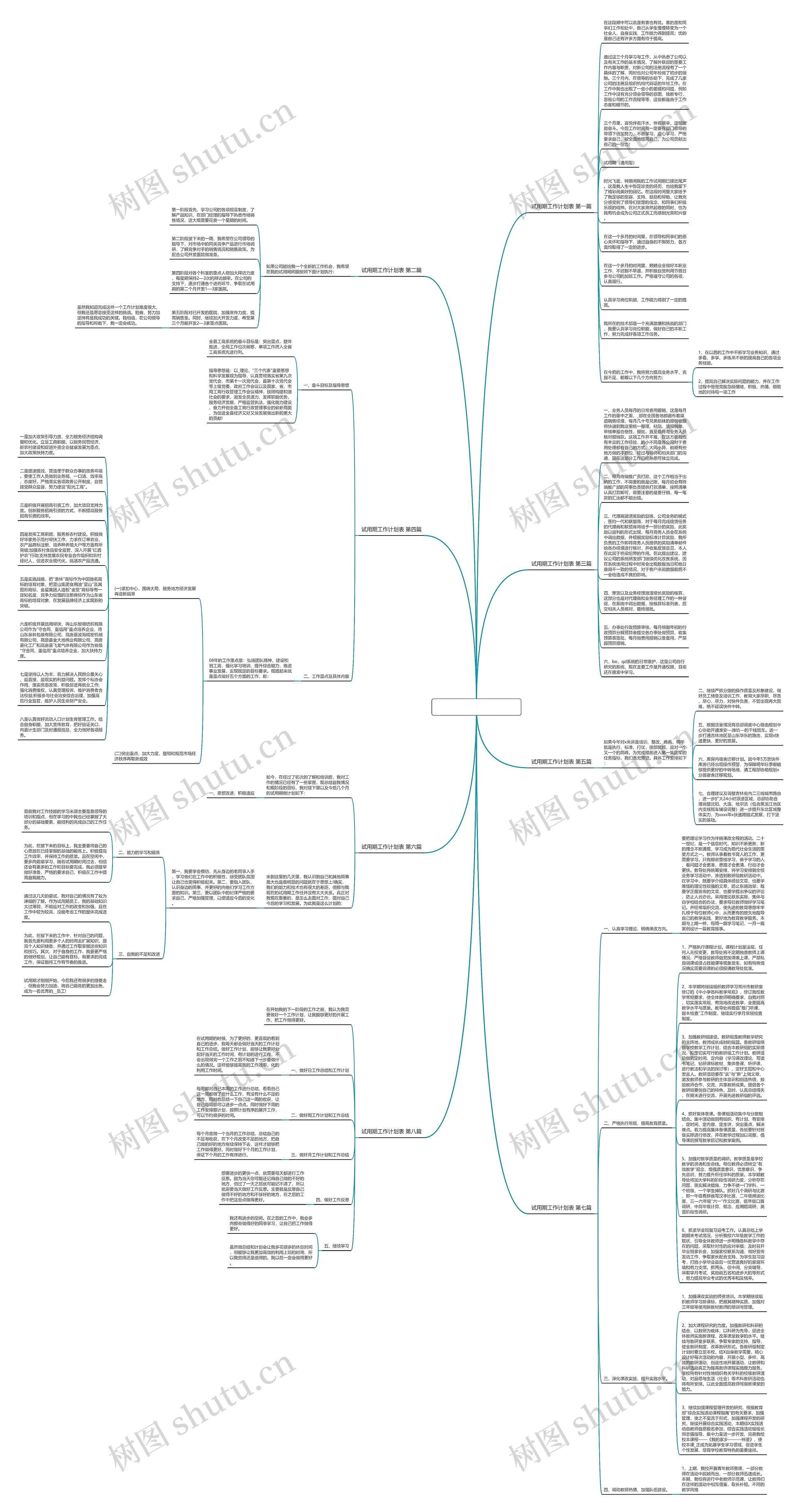 试用期工作计划表推荐8篇思维导图