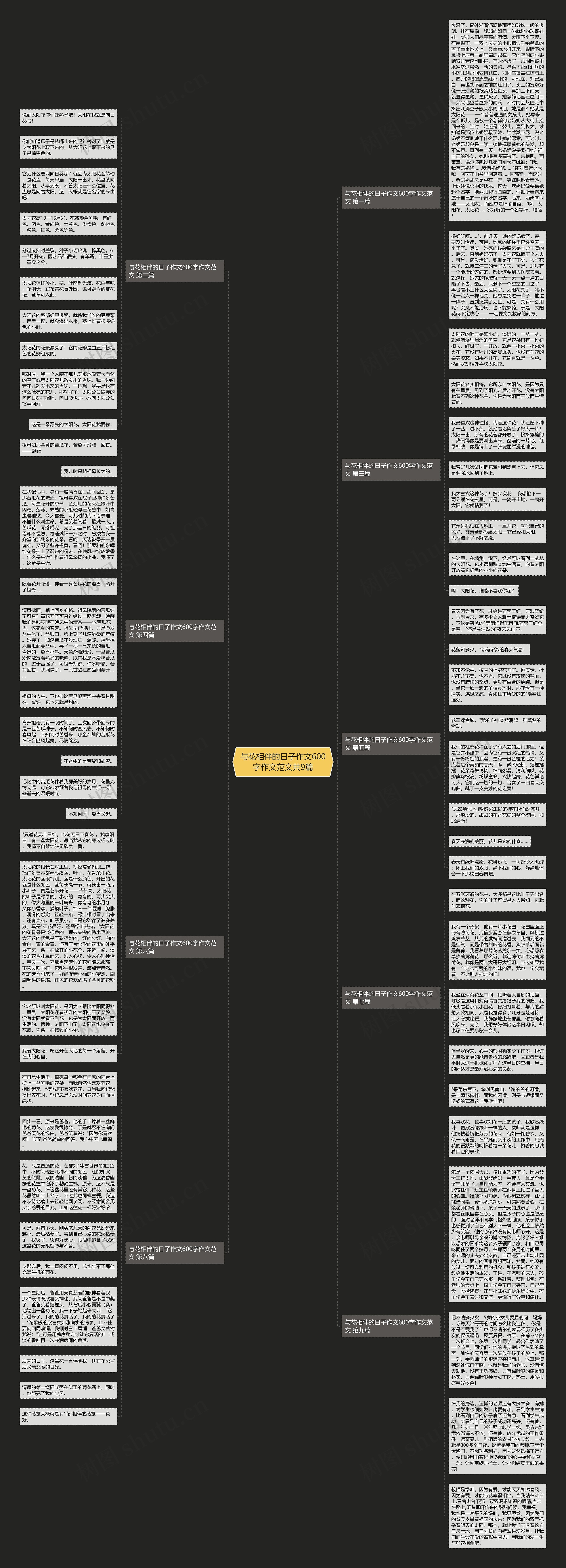 与花相伴的日子作文600字作文范文共9篇思维导图