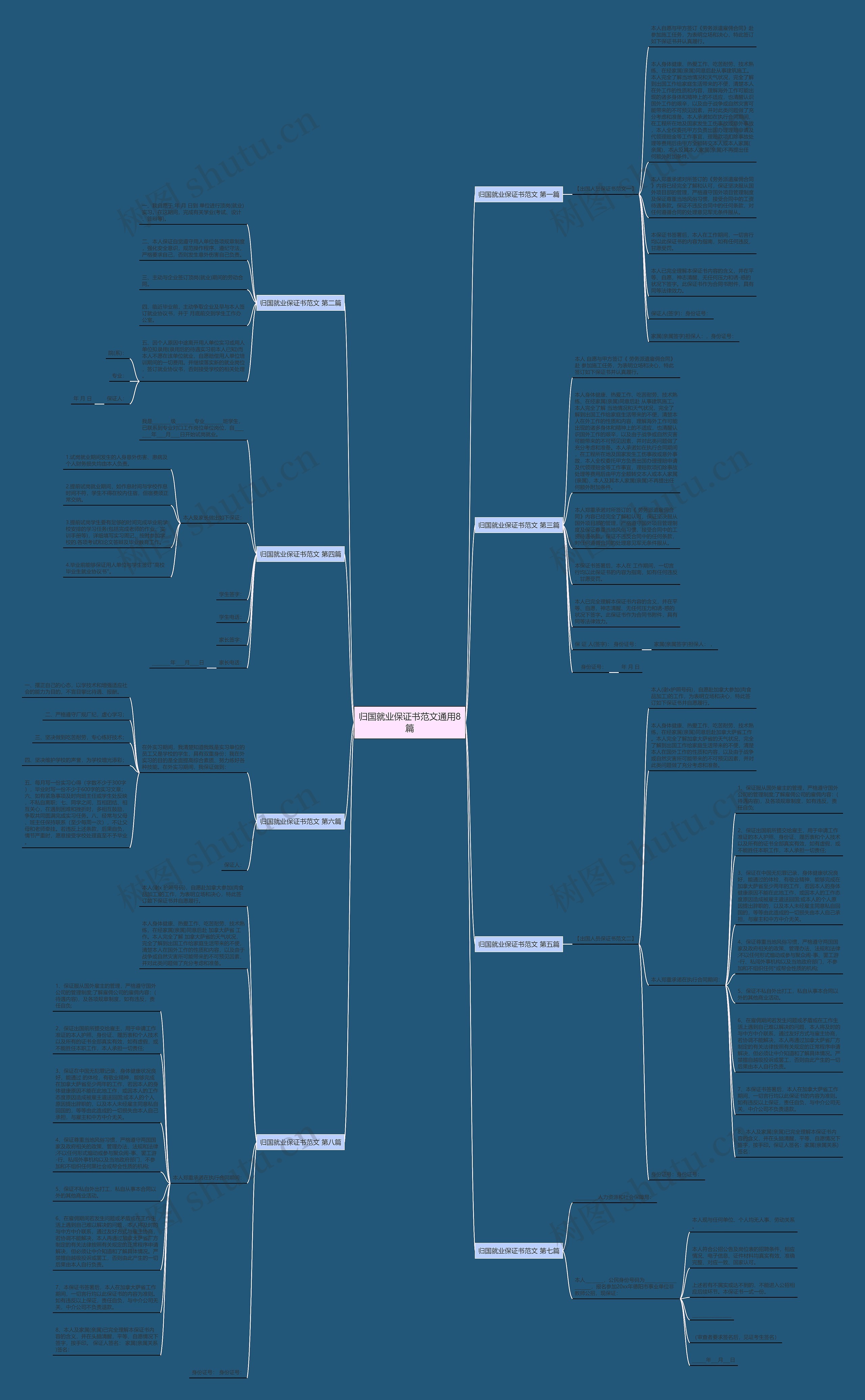 归国就业保证书范文通用8篇思维导图