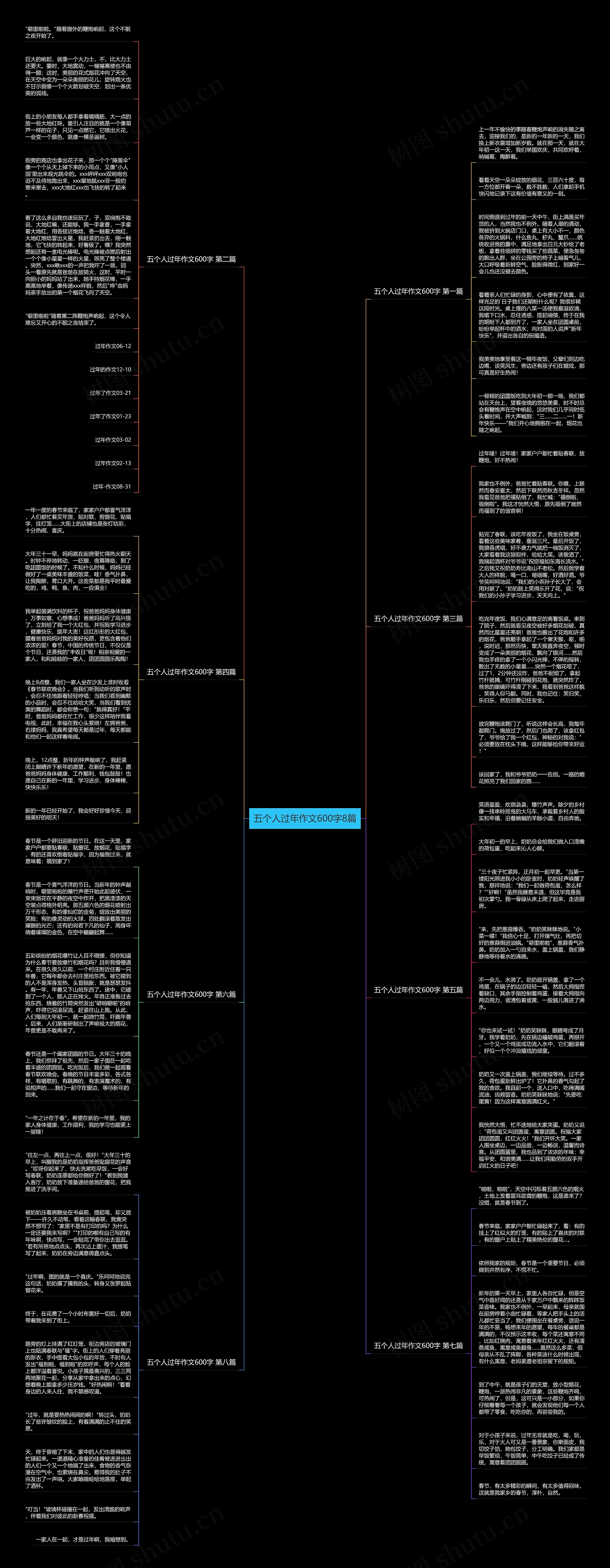 五个人过年作文600字8篇思维导图